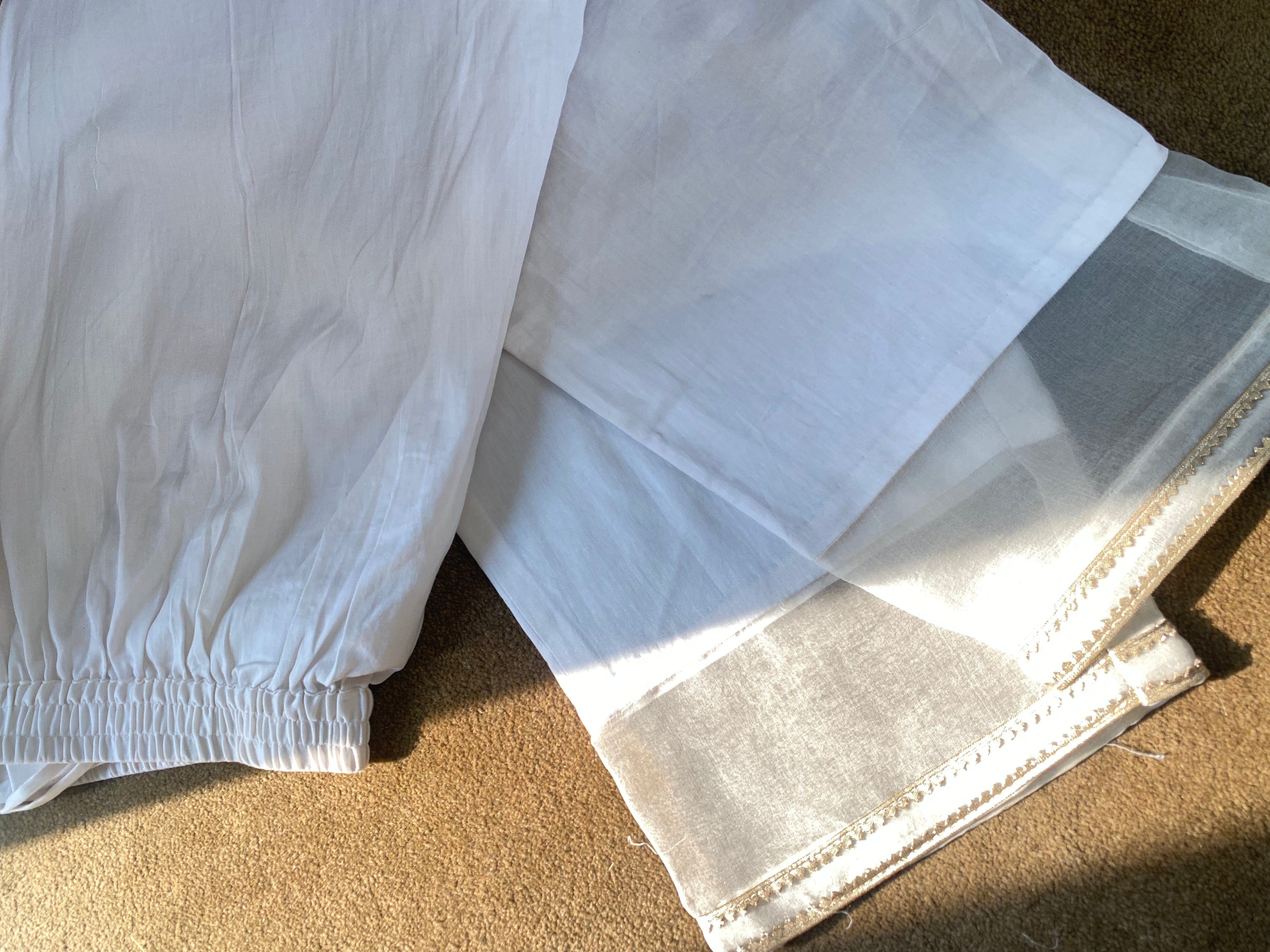 White And Black Mul Chanderi Chikankari Anarkali Set