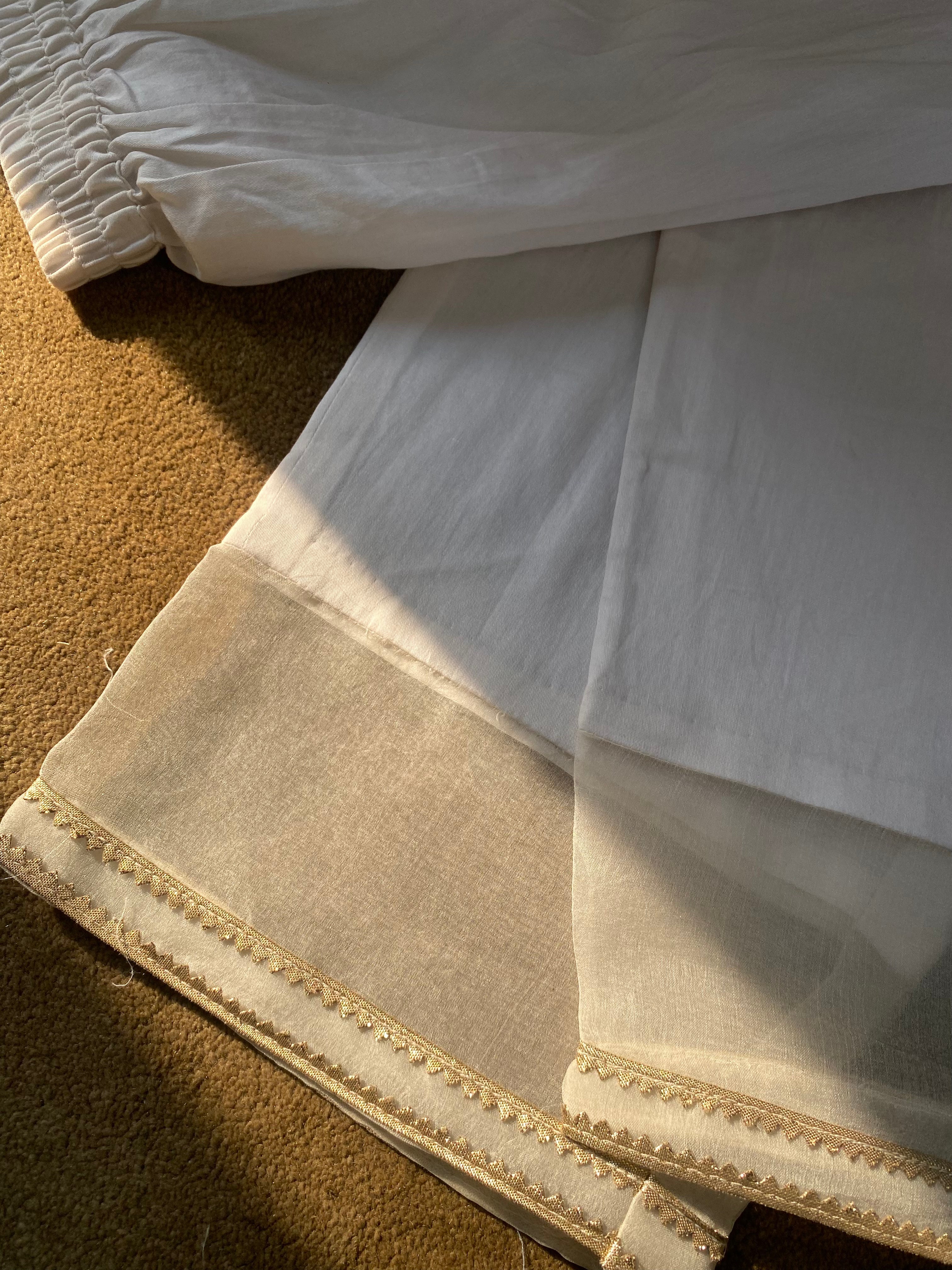 White And Black Mul Chanderi Chikankari Anarkali Set