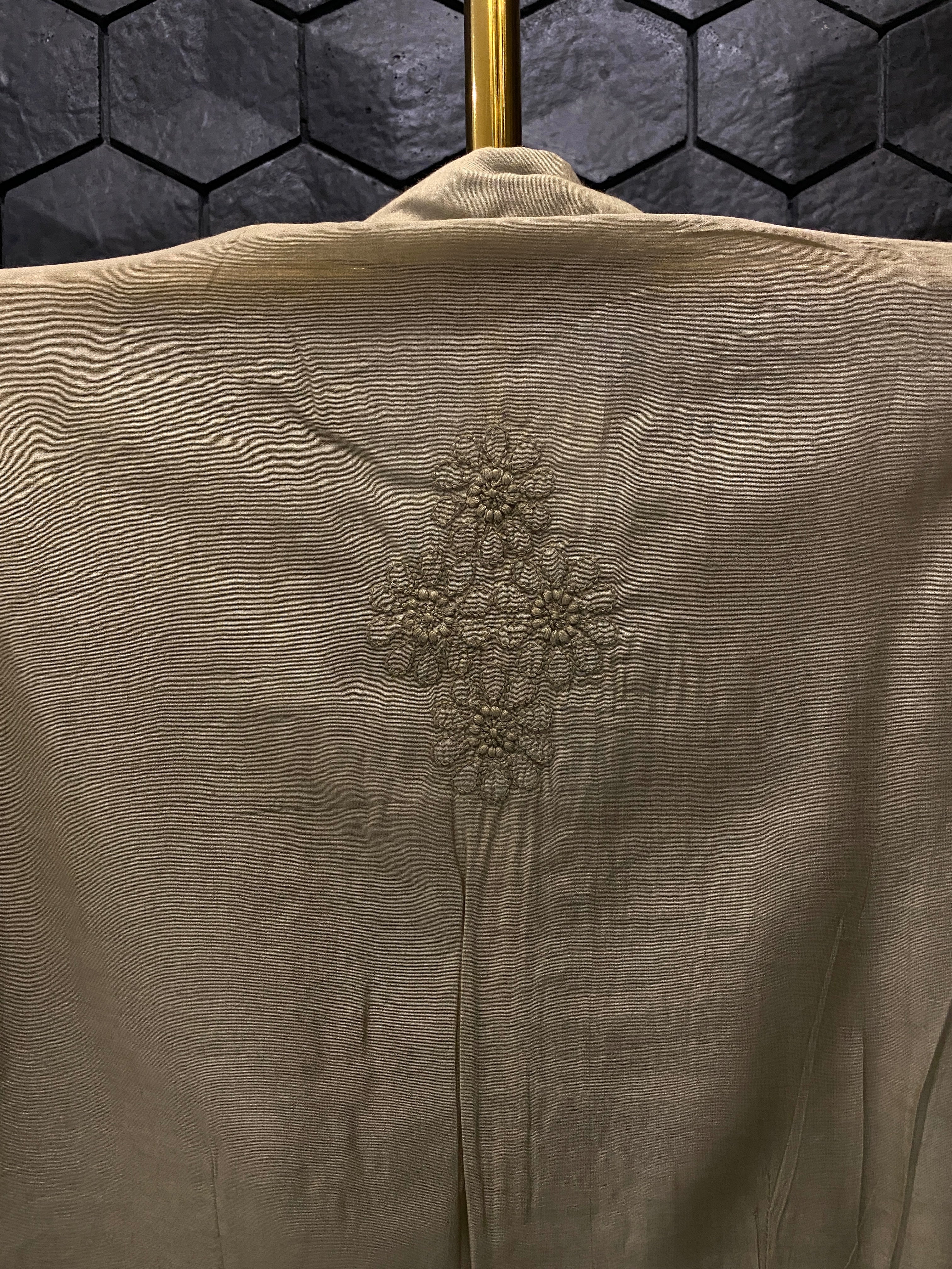 Brown Chanderi Chikankari Shirt