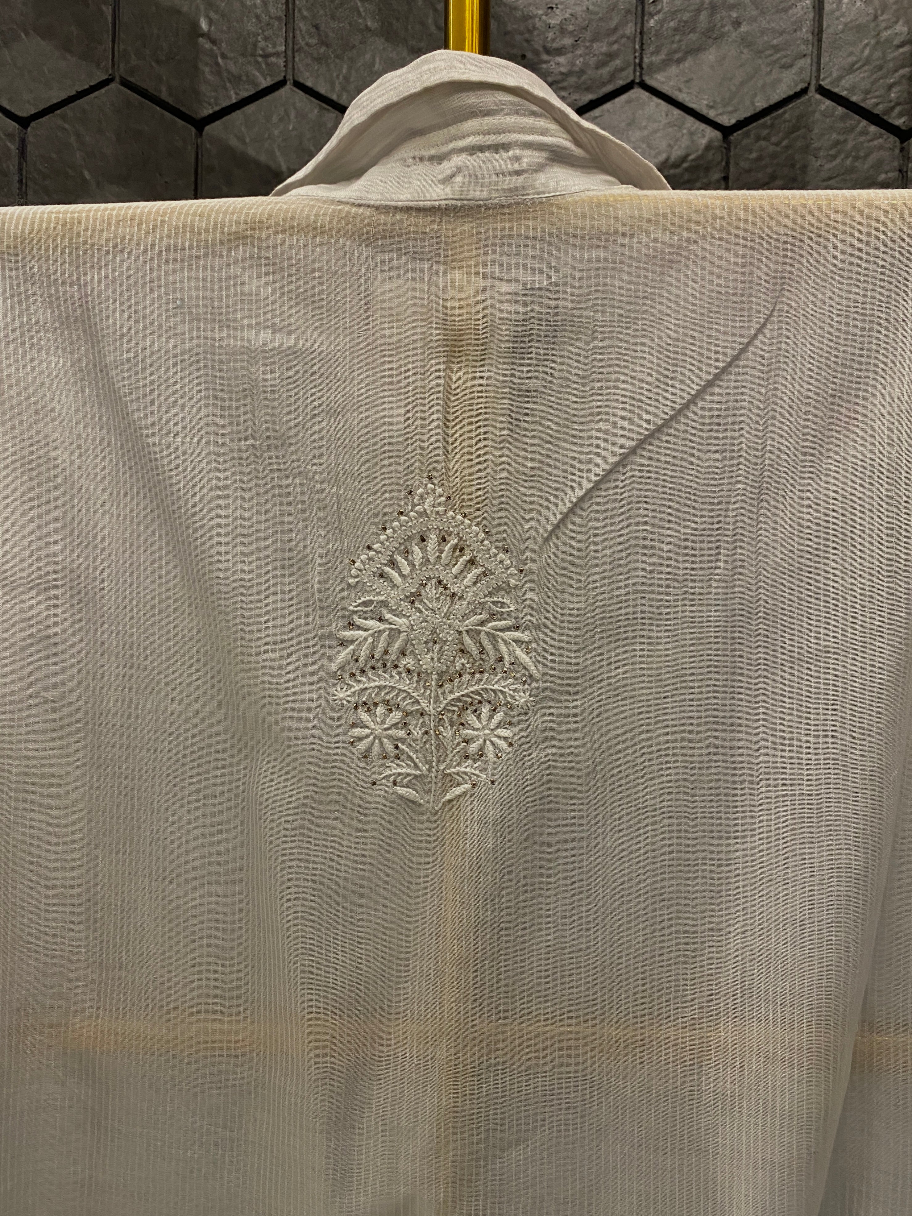 Grey Maheshwari Chanderi Chikankari Shirt