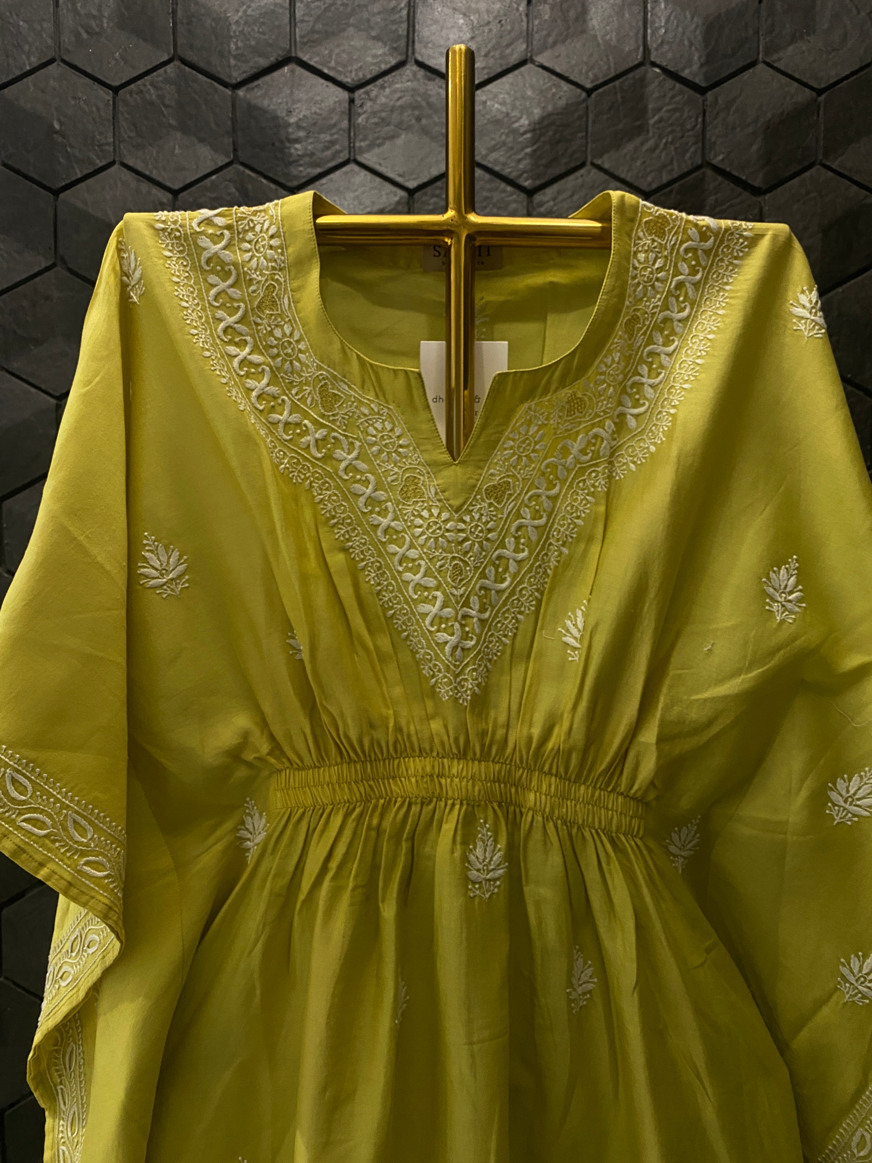 Lime Green Chanderi Kaftan