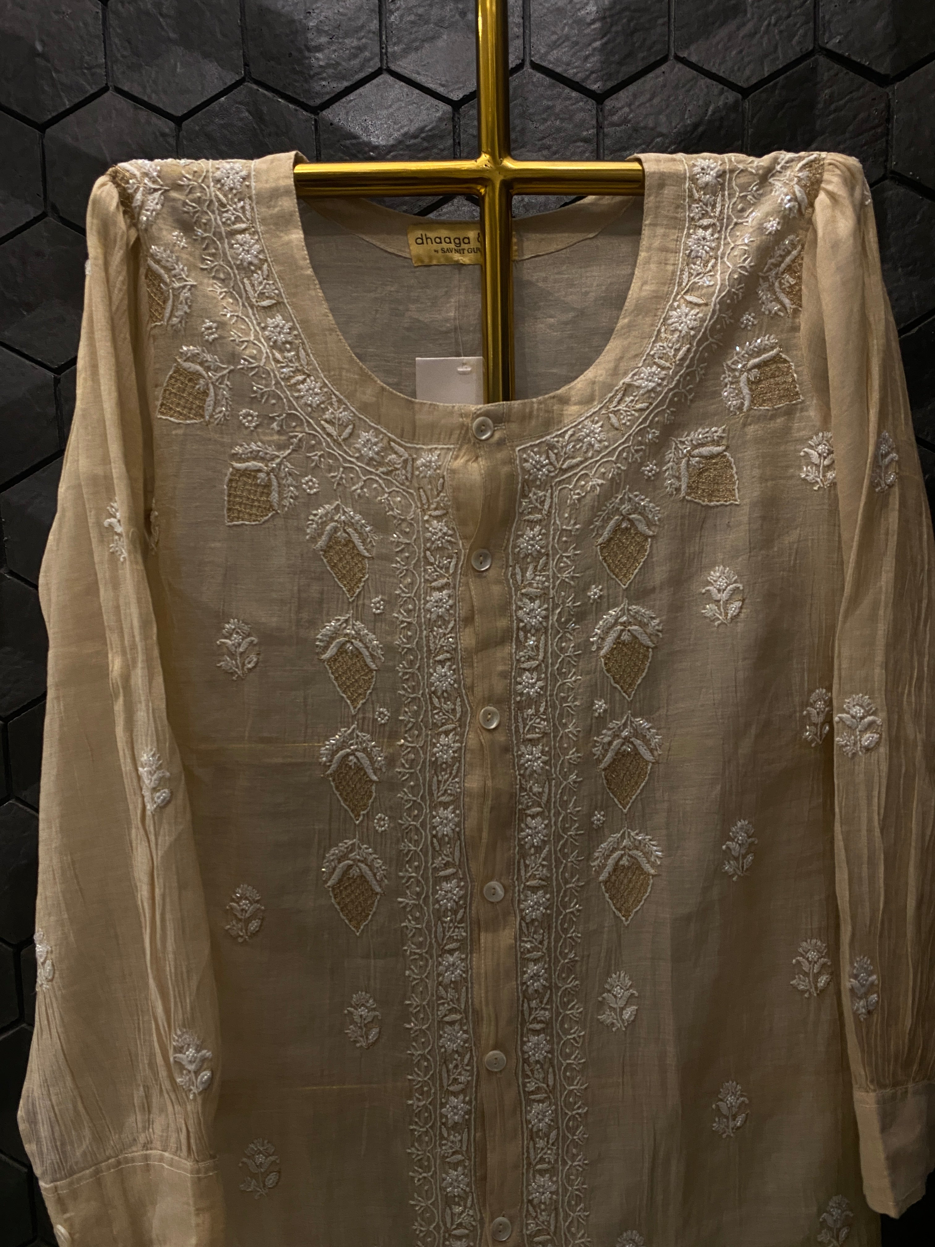 Golden Tissue Chikankari Co-ord sets