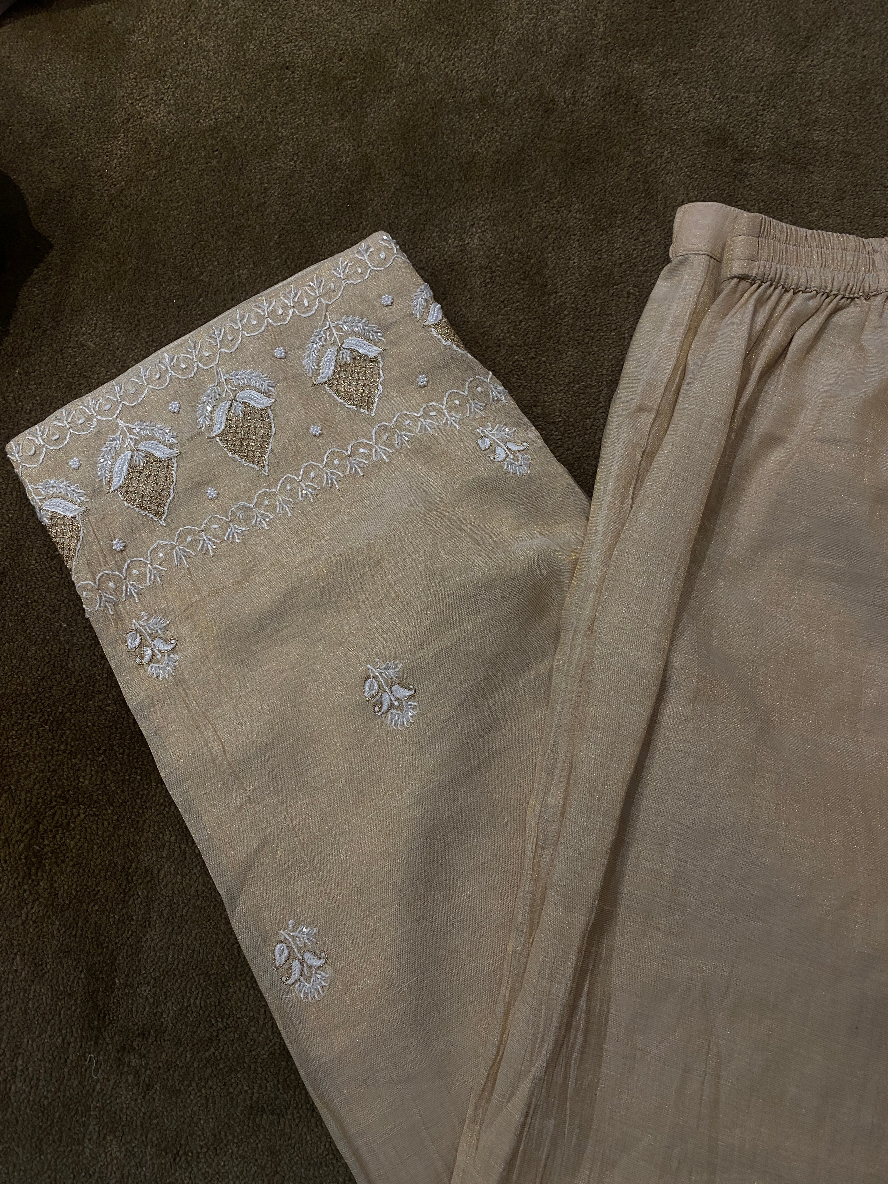 Golden Tissue Chikankari Co-ord sets