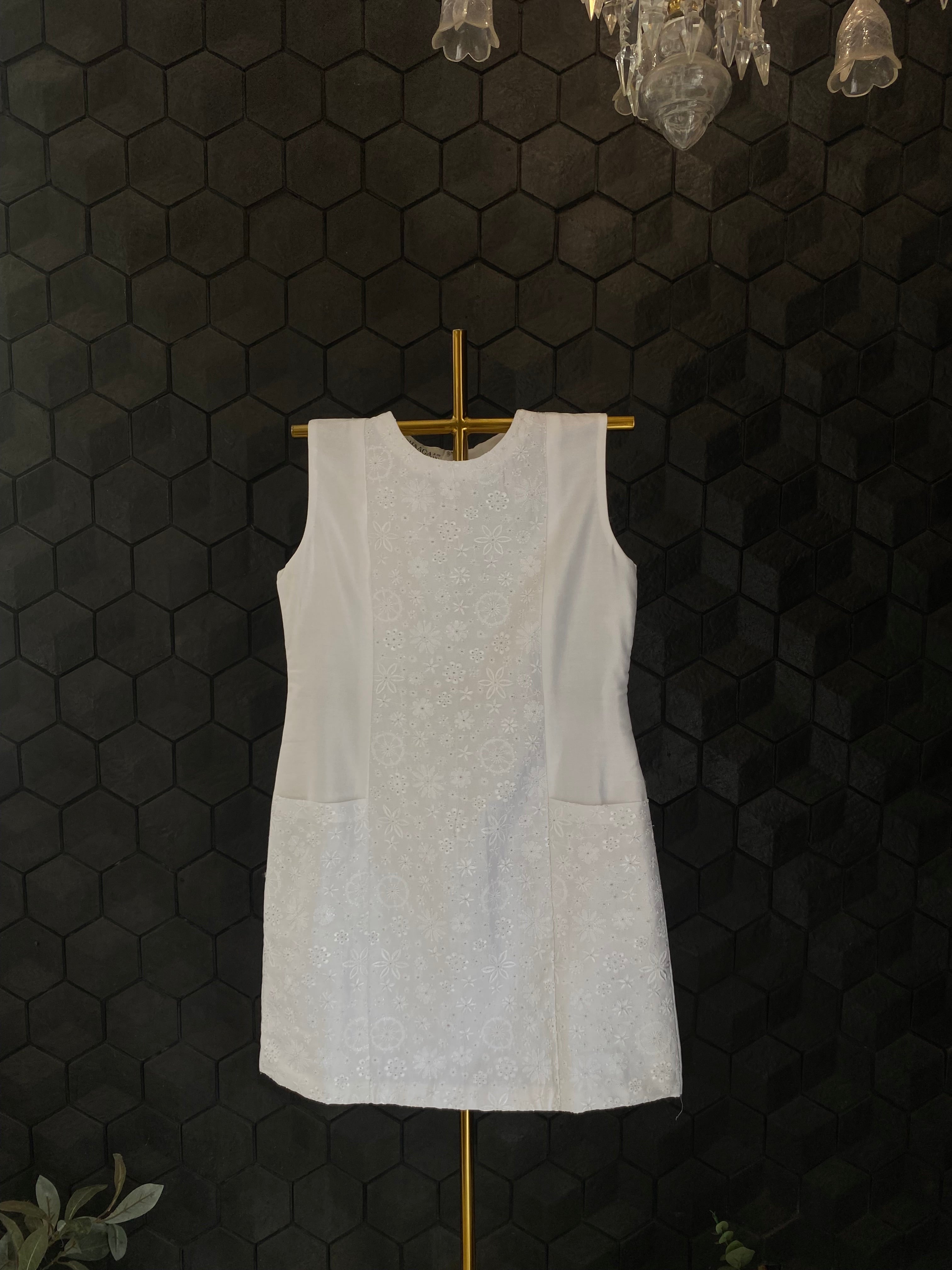 Ivory Chanderi Sleeveless Dress