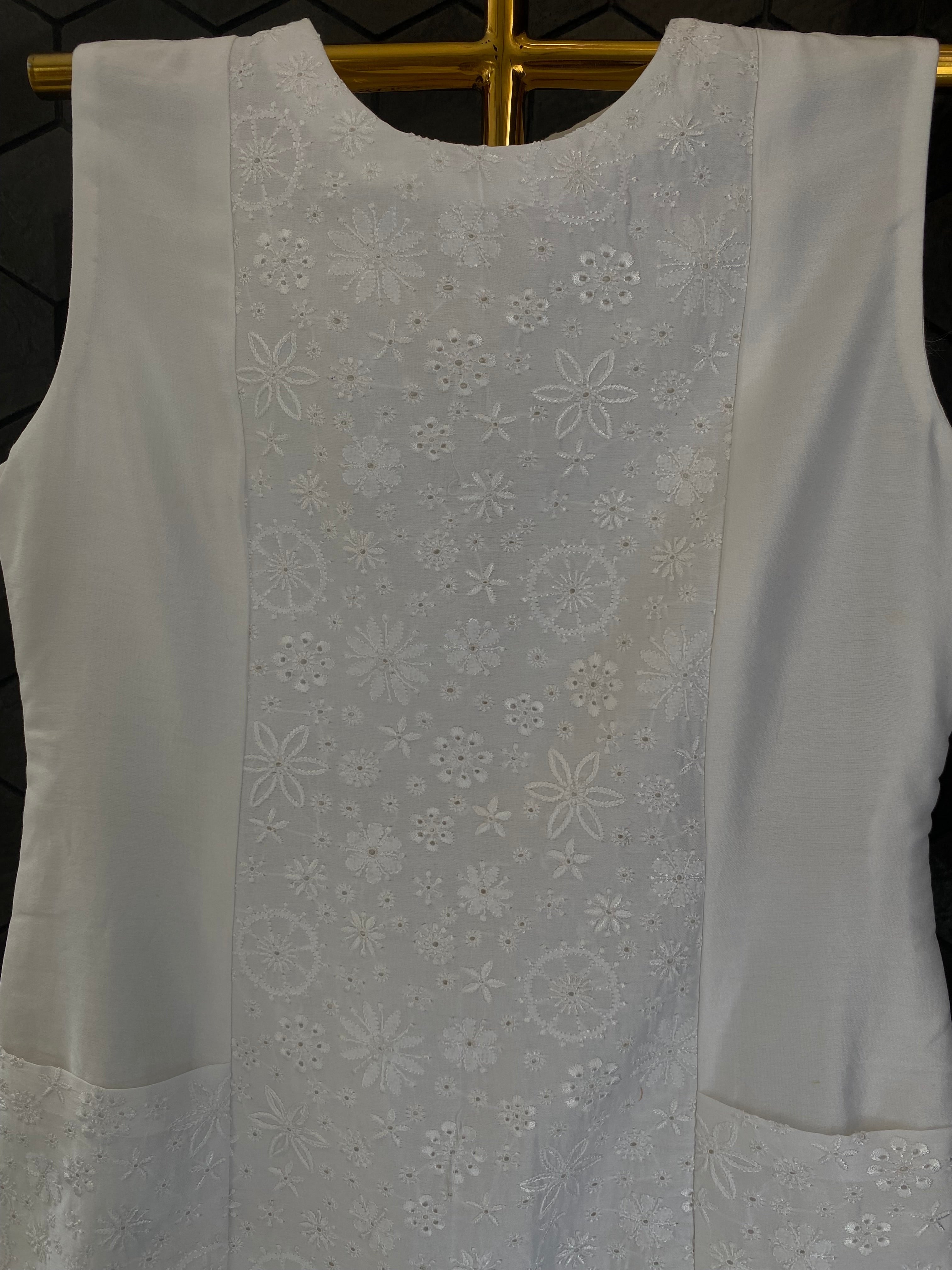 Ivory Chanderi Sleeveless Dress