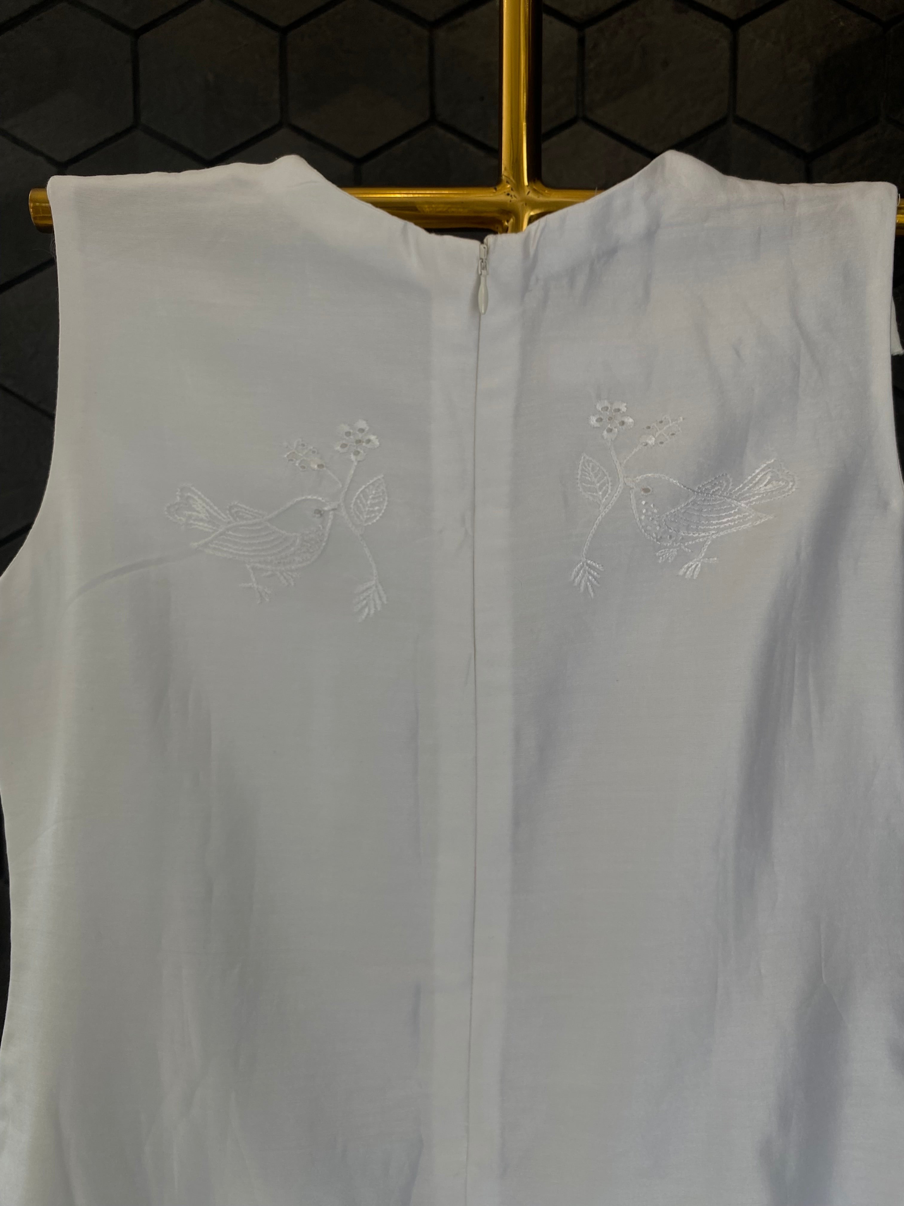 Ivory Chanderi Sleeveless Dress