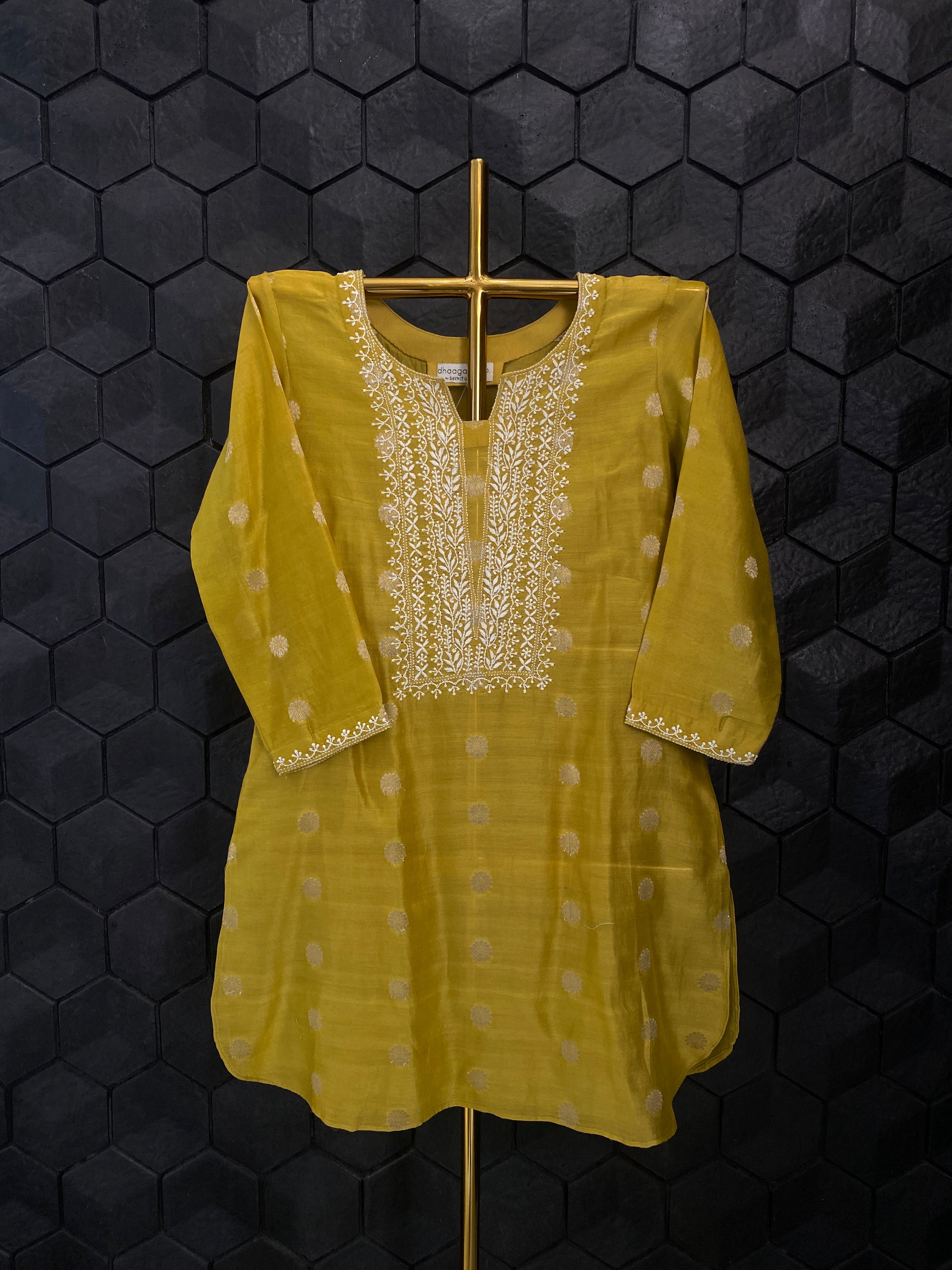 Yellow Chanderi Chikankari Co-ord sets