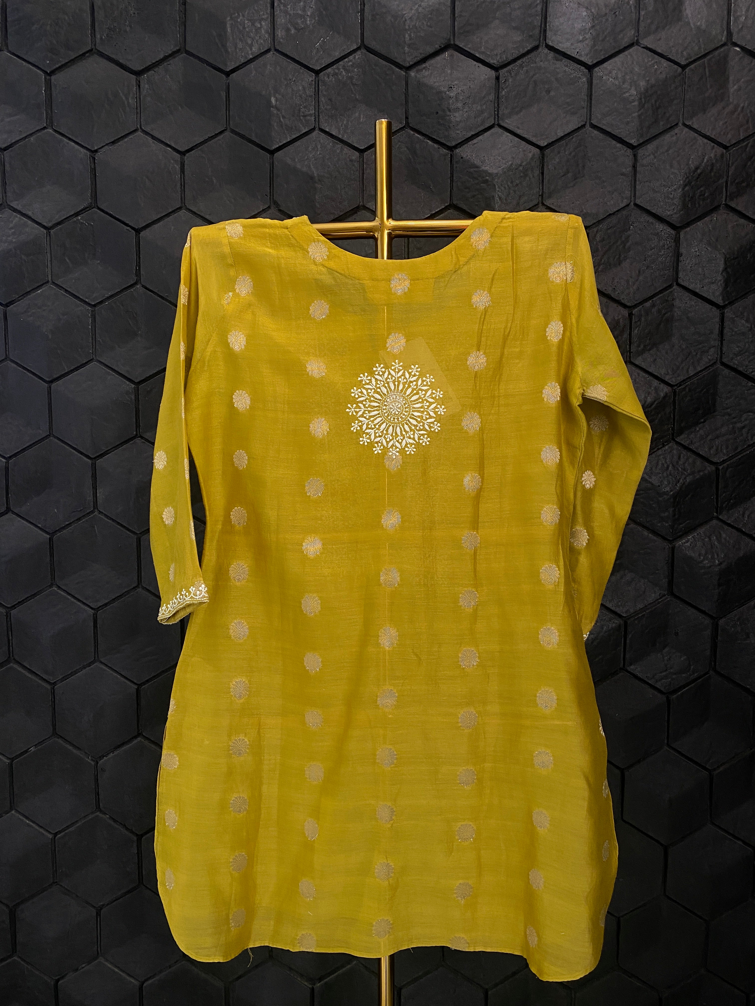 Yellow Chanderi Chikankari Co-ord sets
