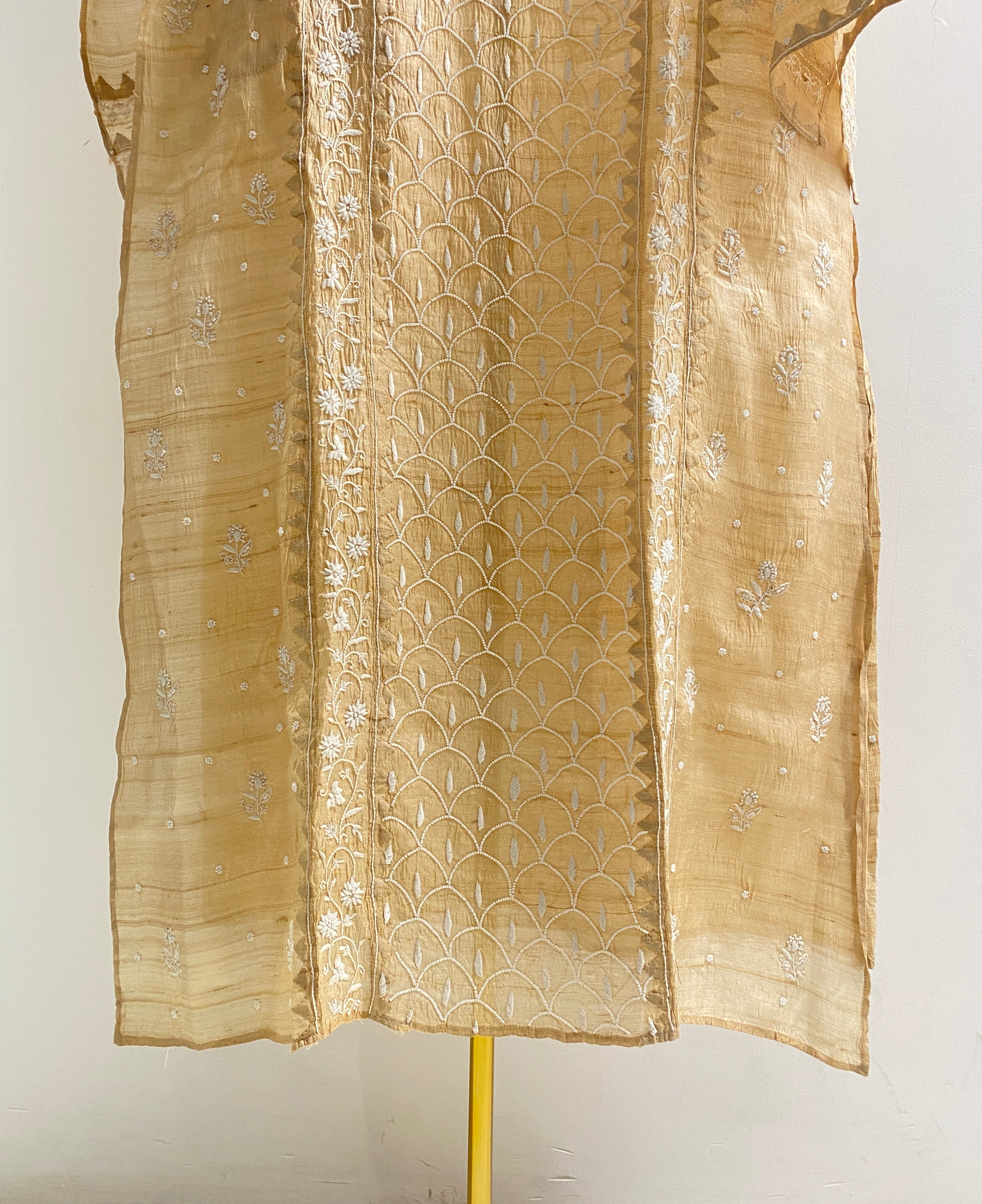 Gold Tussar Silk Chikankari Kurti