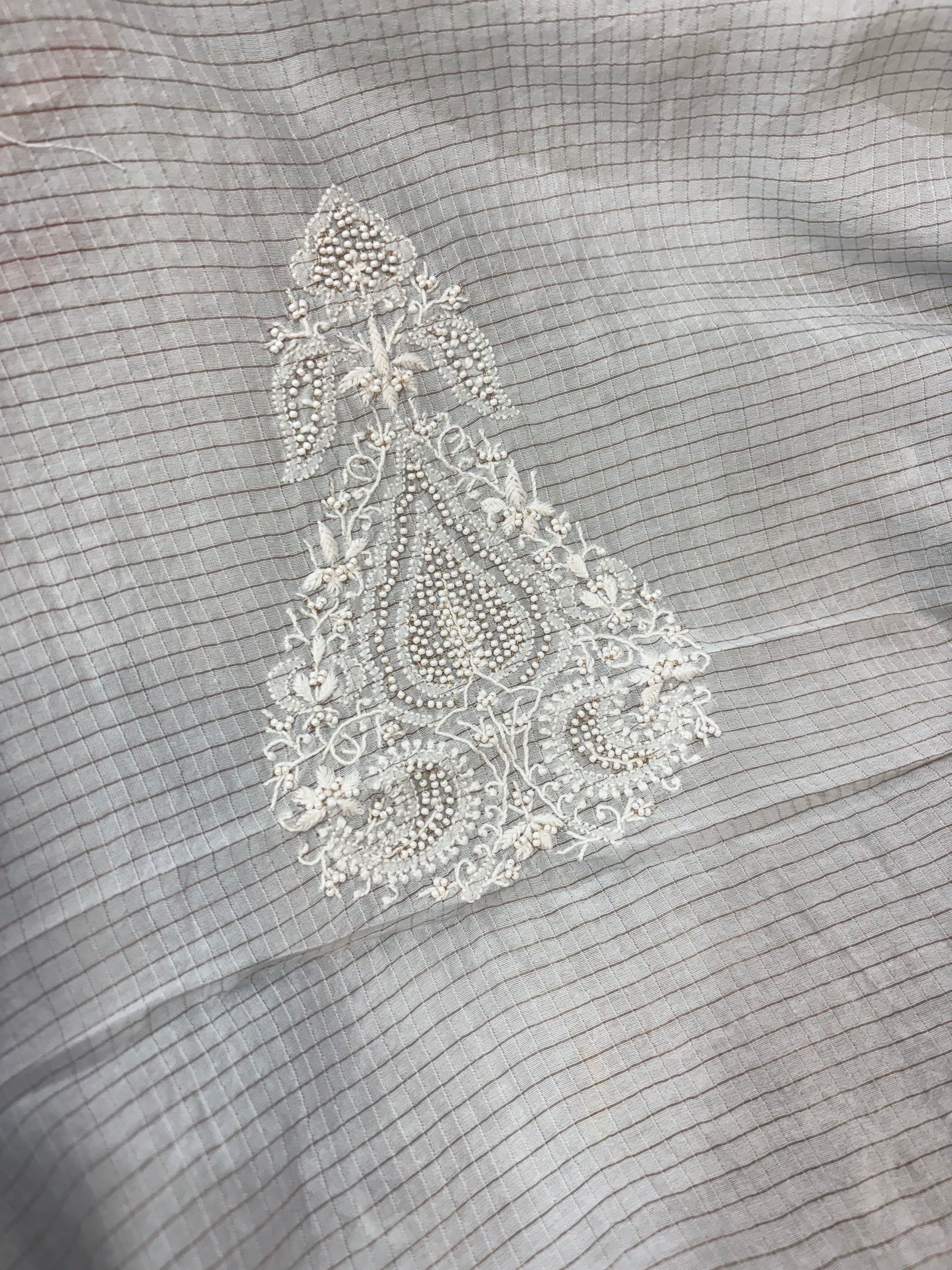 GREY CHANDERI ZARI CHECKS MENS KURTA