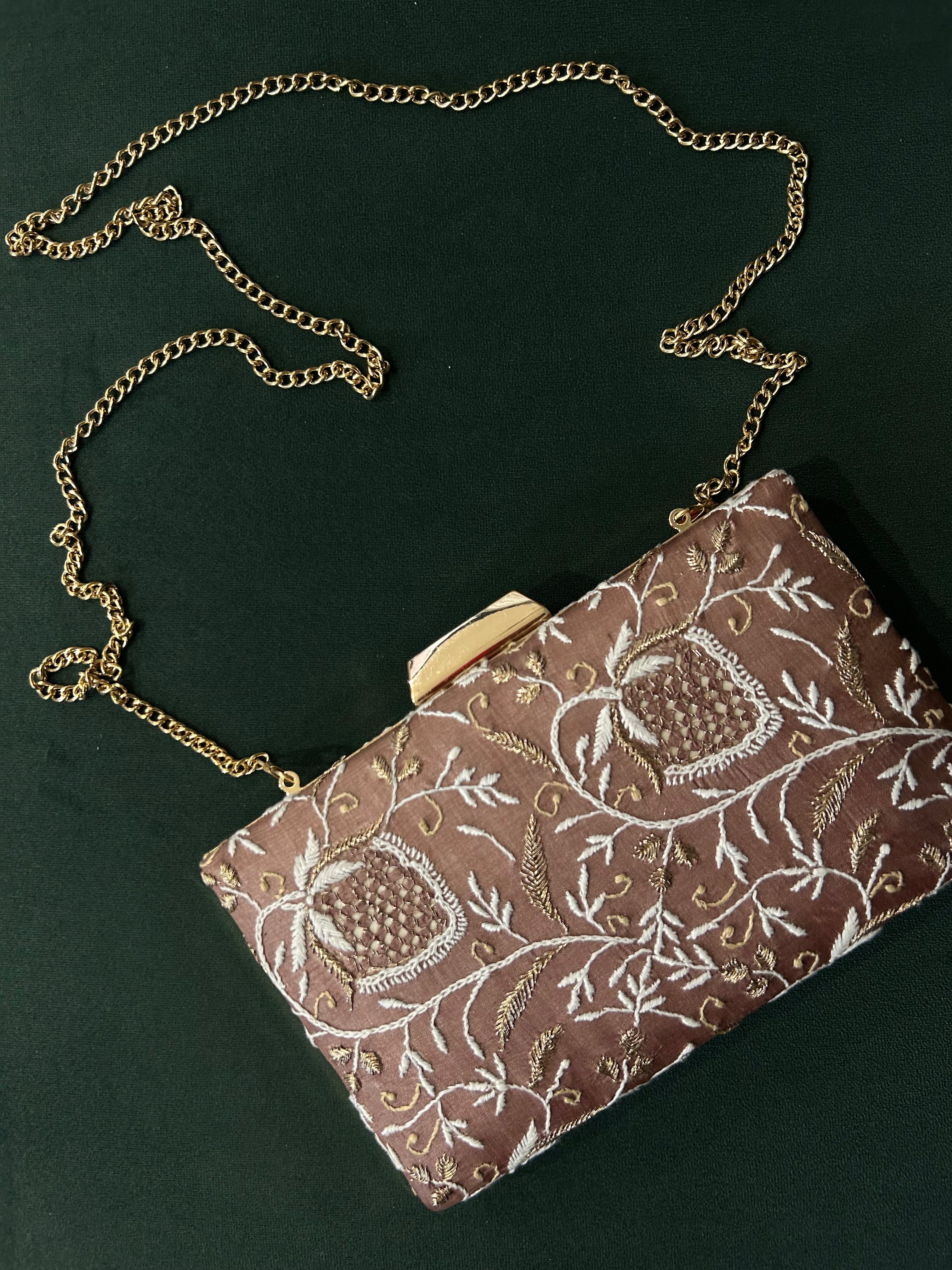 Brown Chikankari Sling Bag
