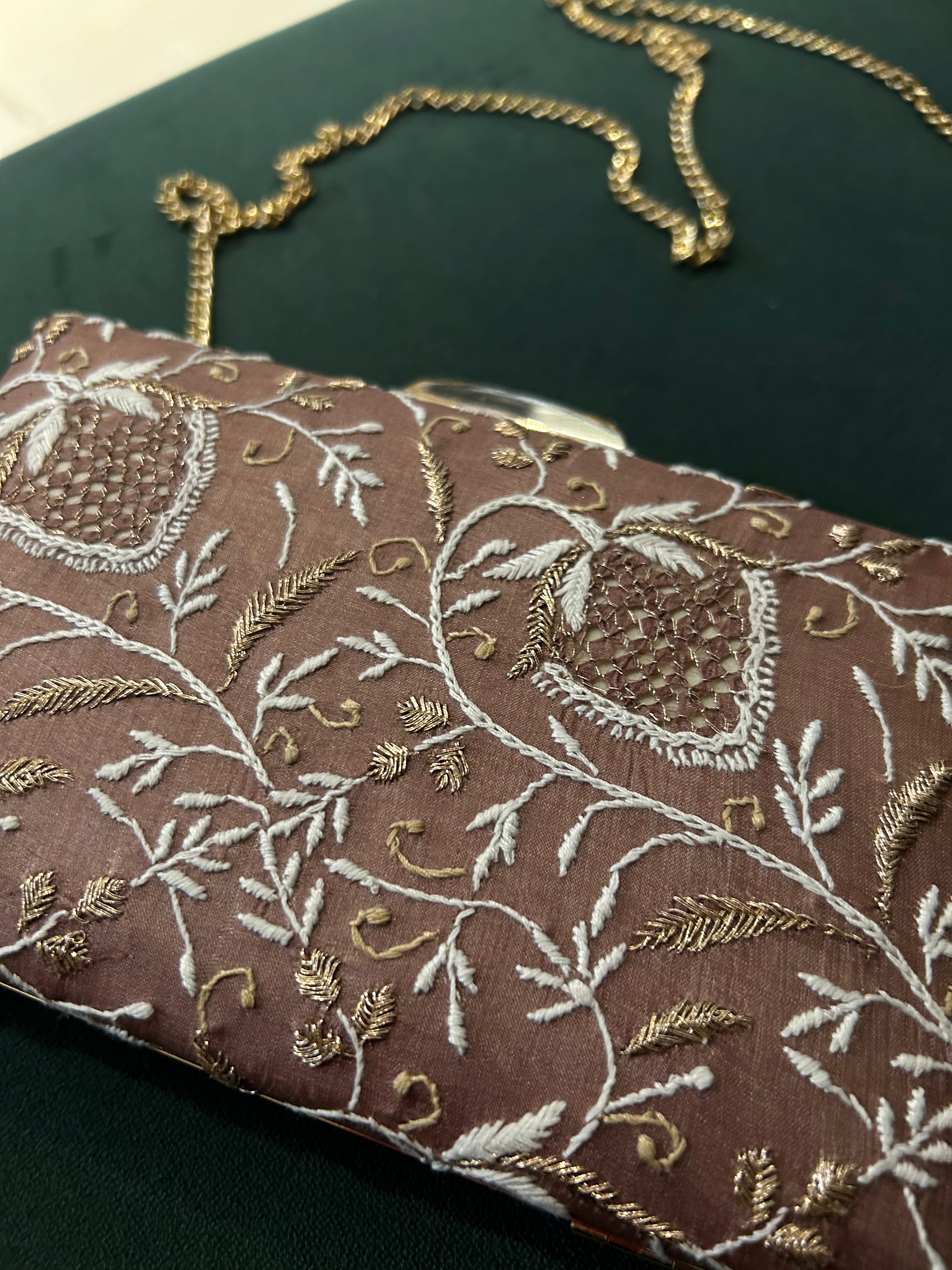 Brown Chikankari Sling Bag