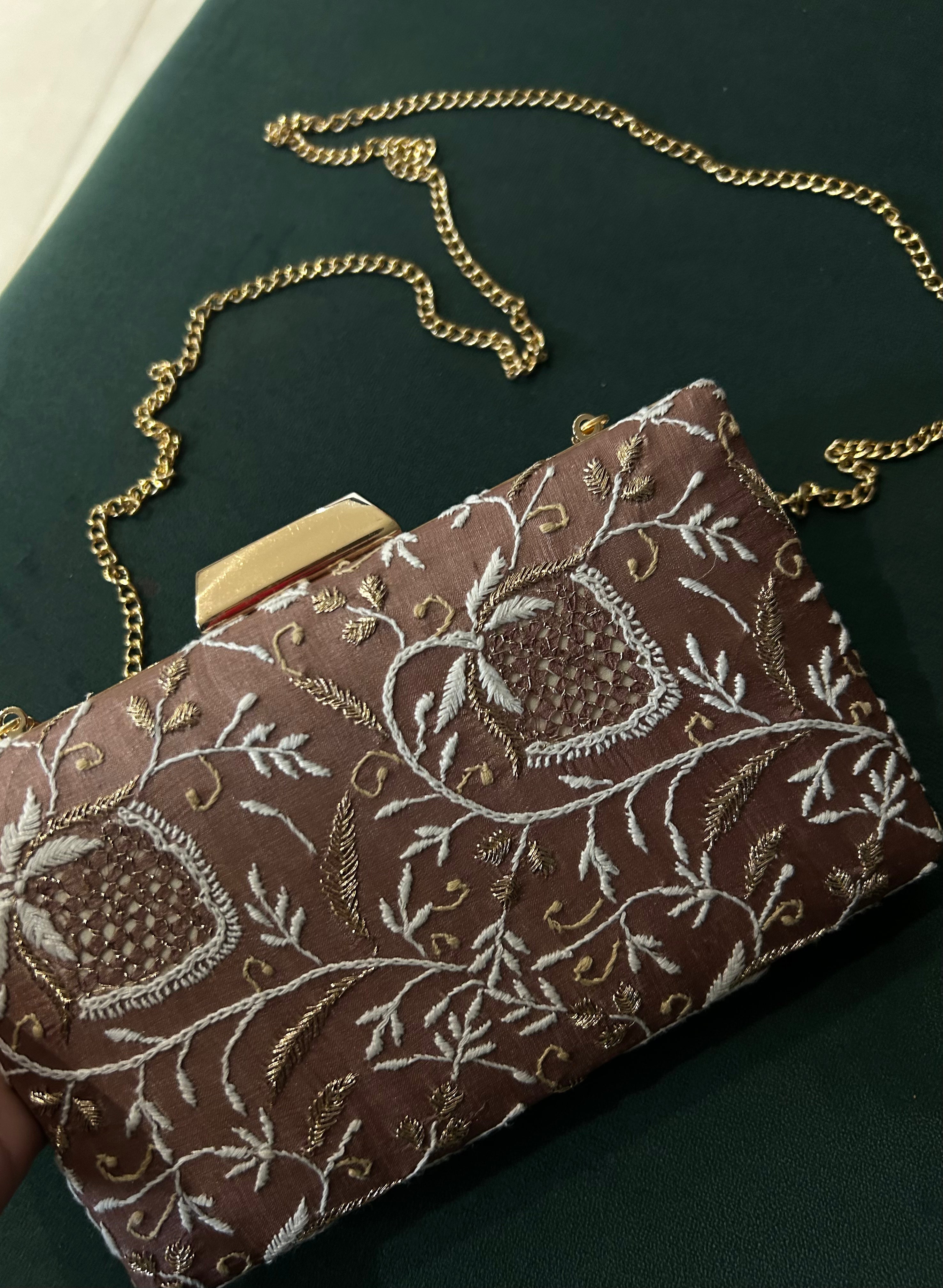 Brown Chikankari Sling Bag