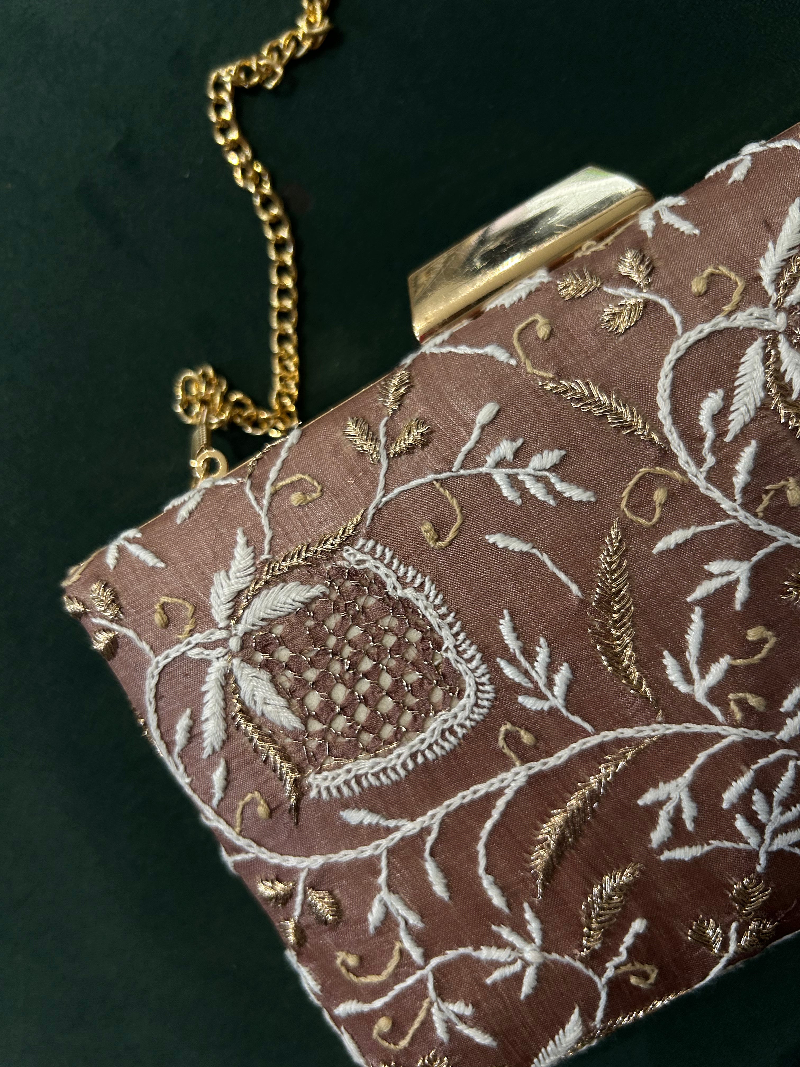 Brown Chikankari Sling Bag