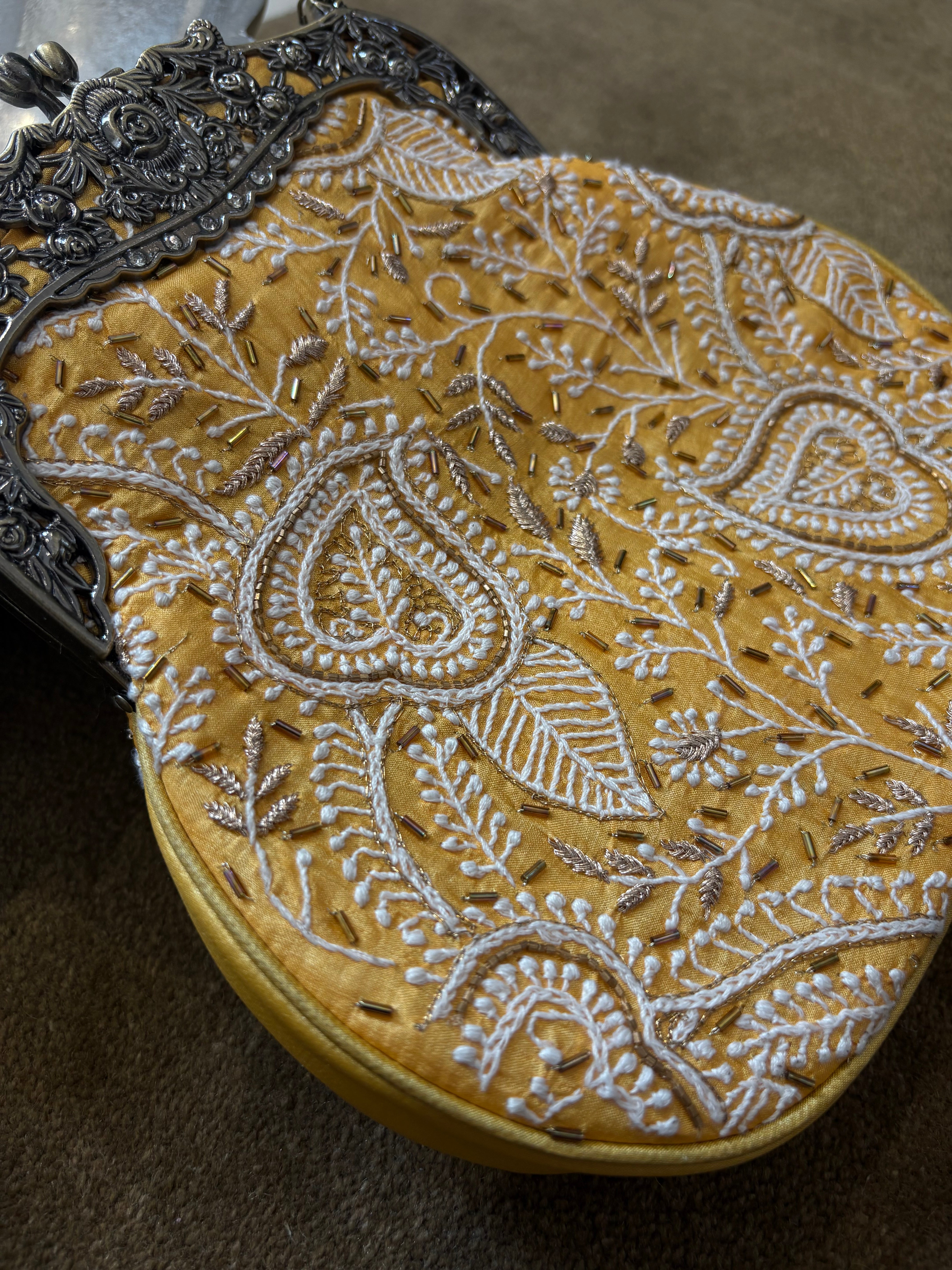 Yellow Chikankari Potli