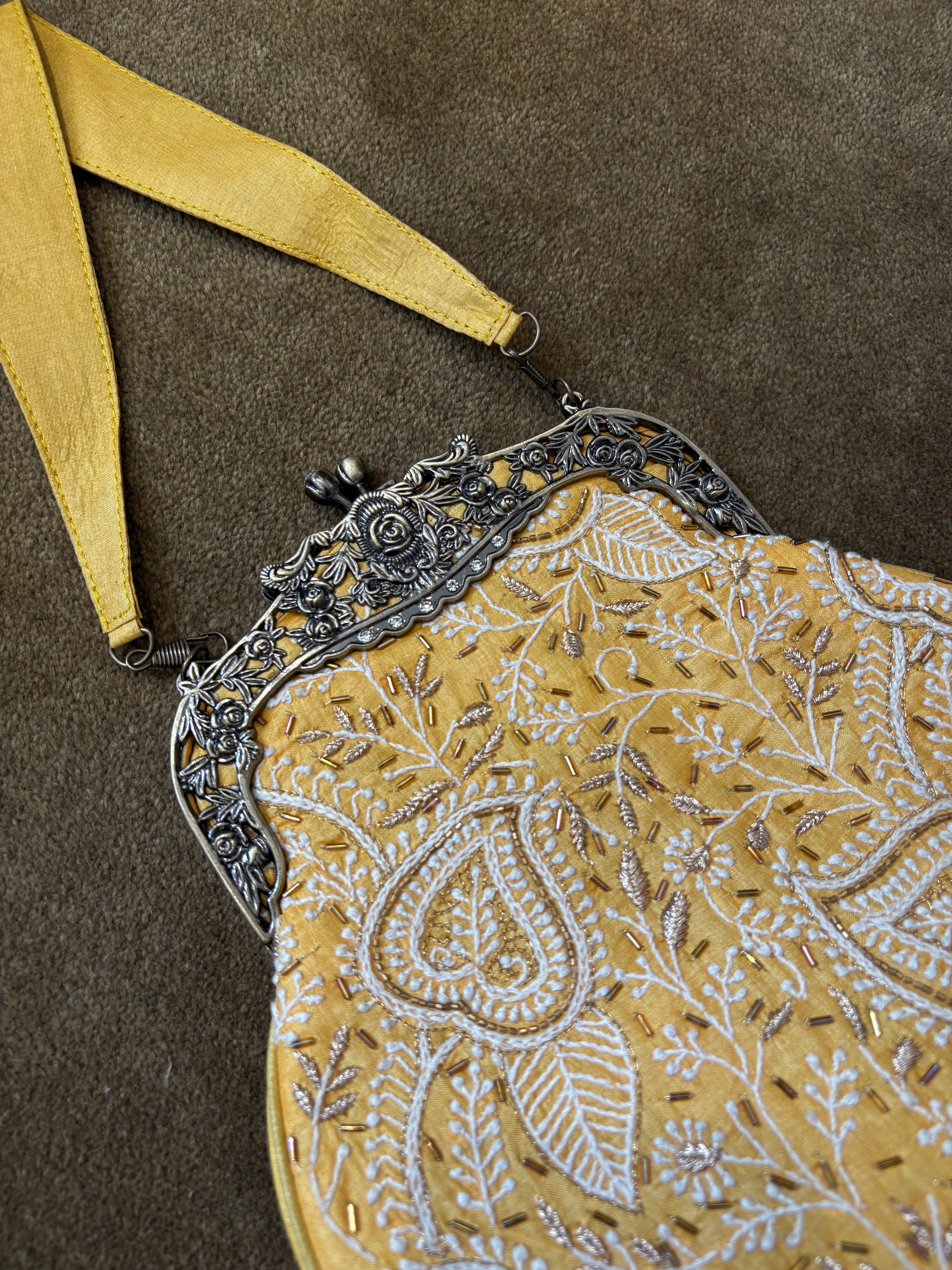 Yellow Chikankari Potli