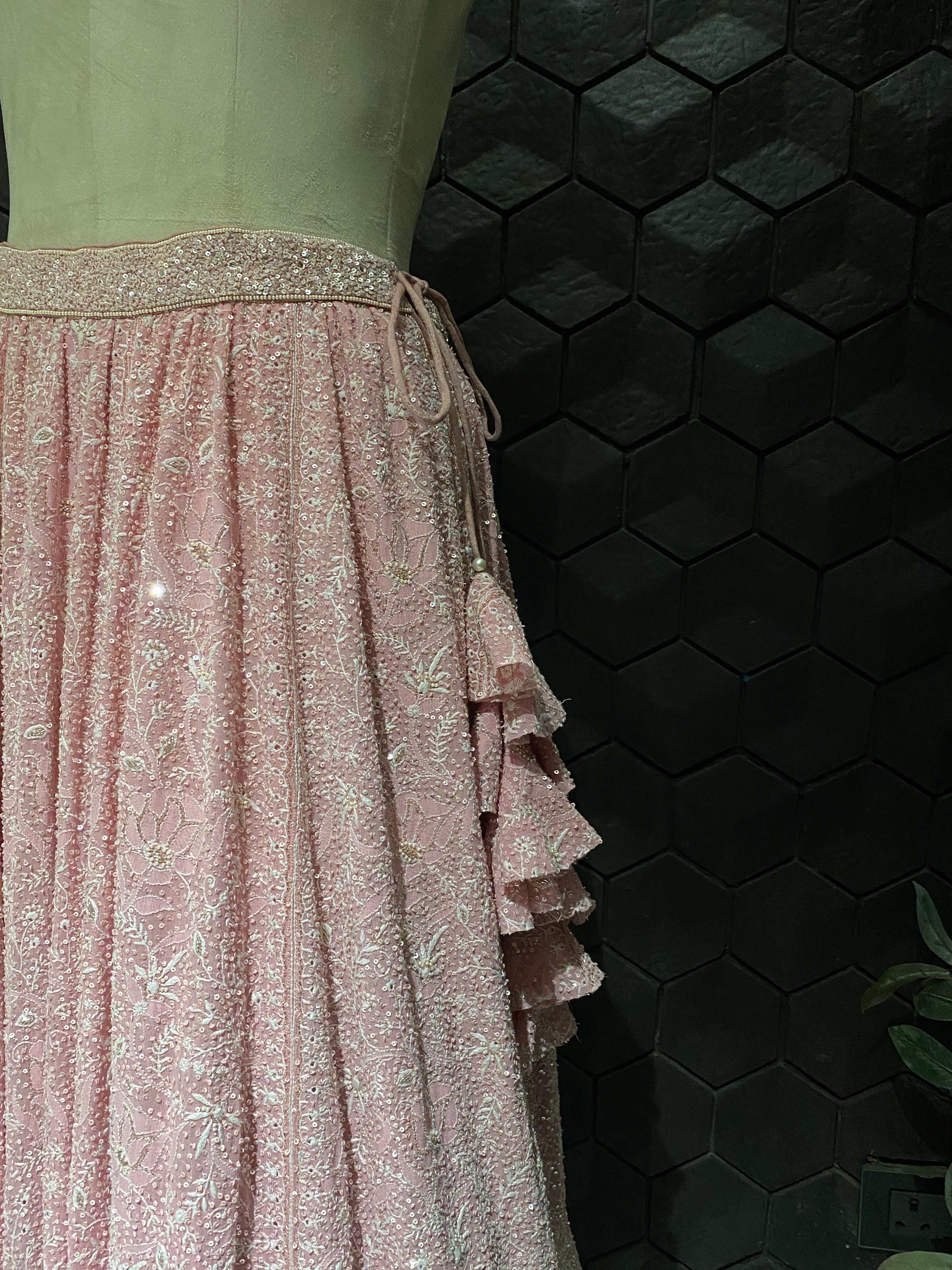 Georgette Do-taar Chikankari Premium Lehenga with embellishment