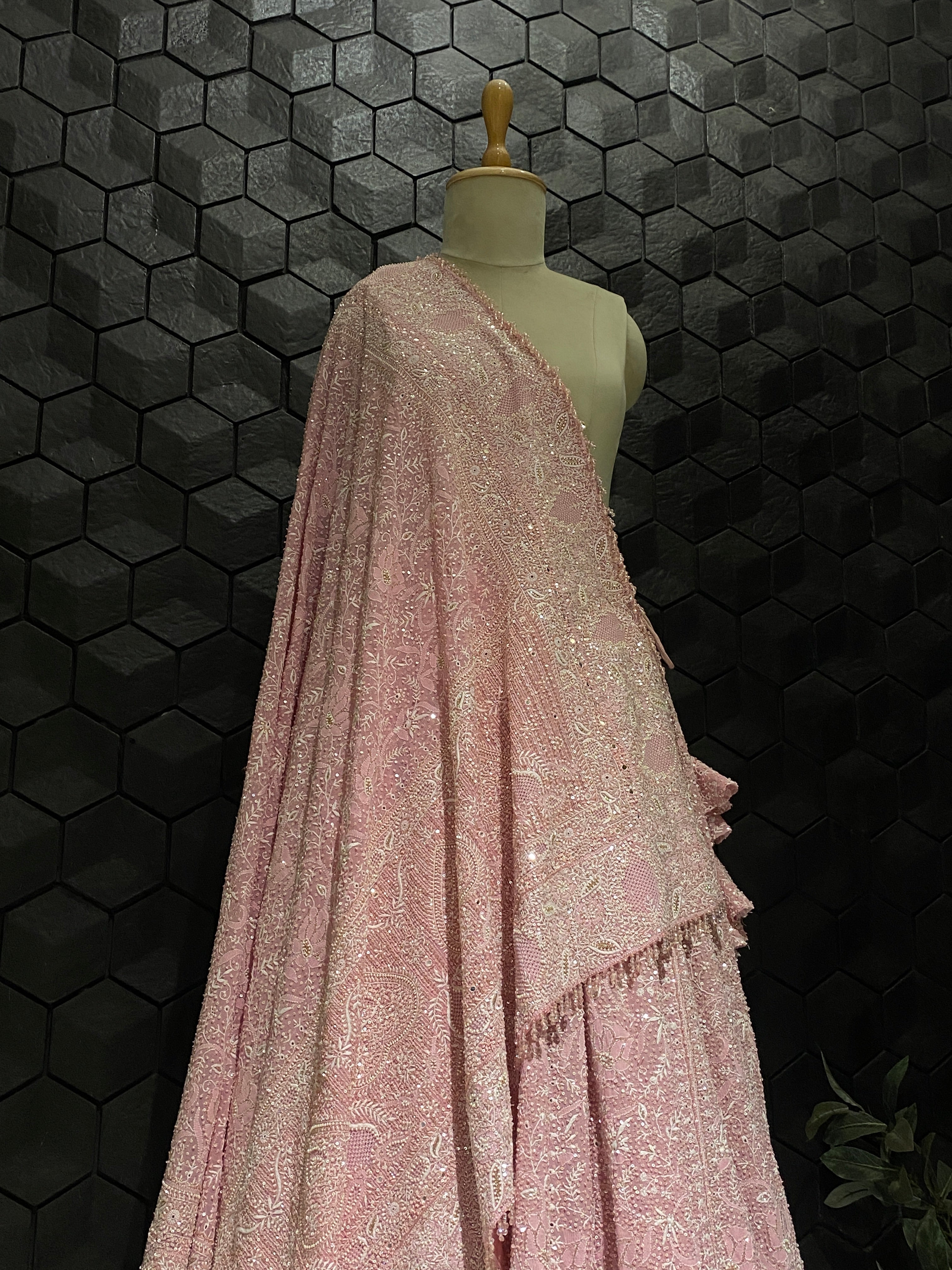 Georgette Do-taar Chikankari Premium Lehenga with embellishment