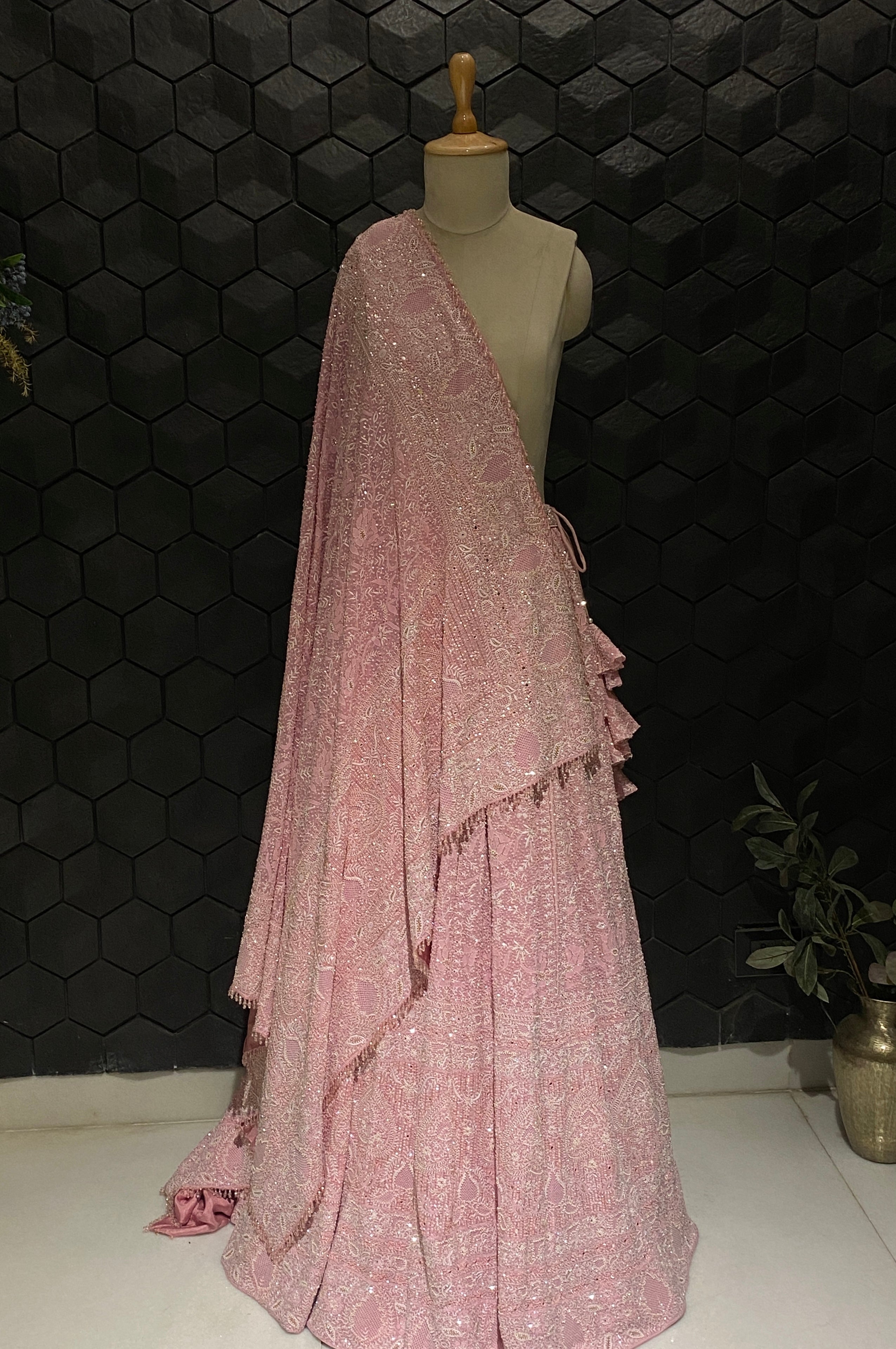 Georgette Do-taar Chikankari Premium Lehenga with embellishment