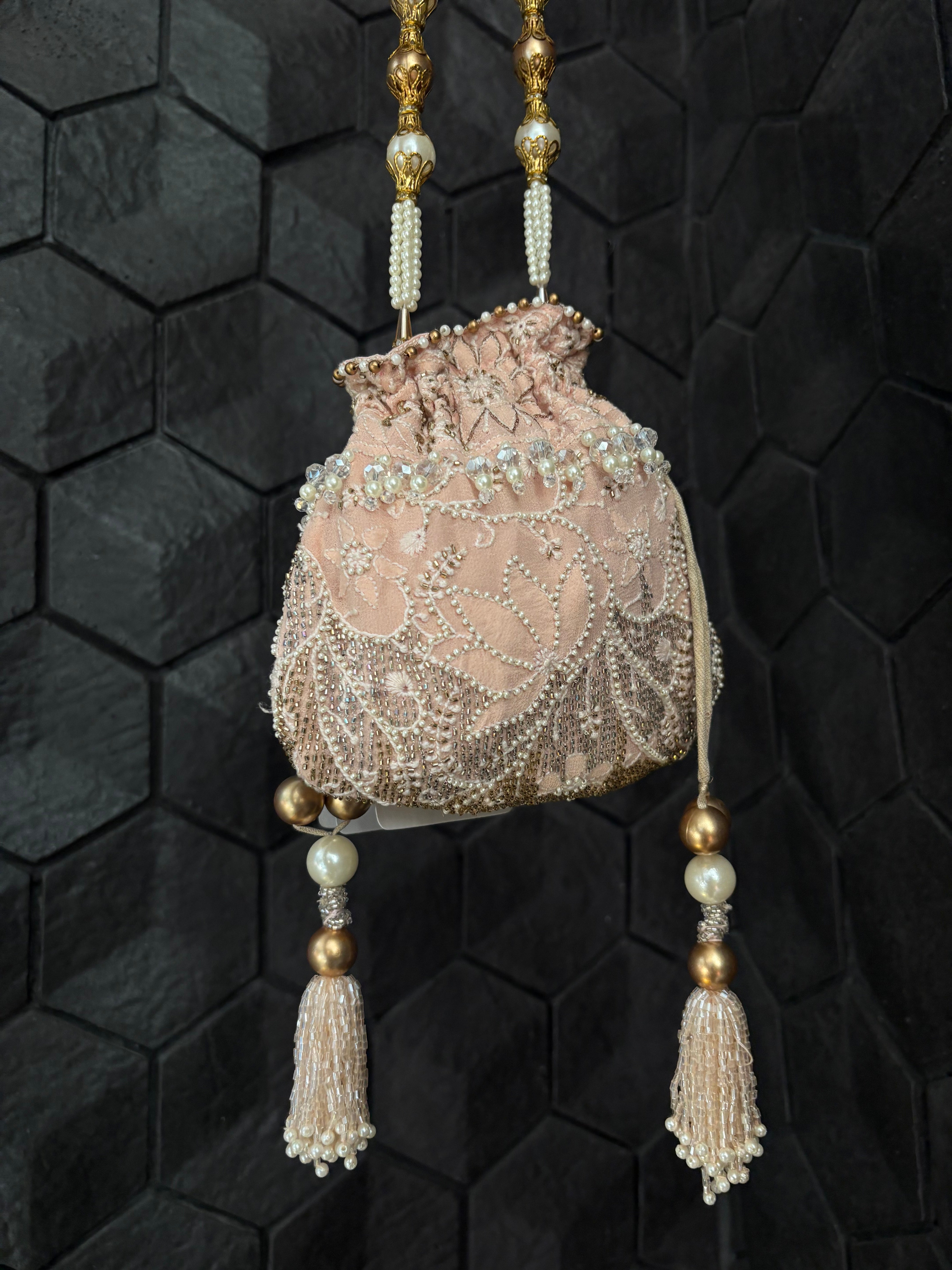 Pink Chikankari Potli