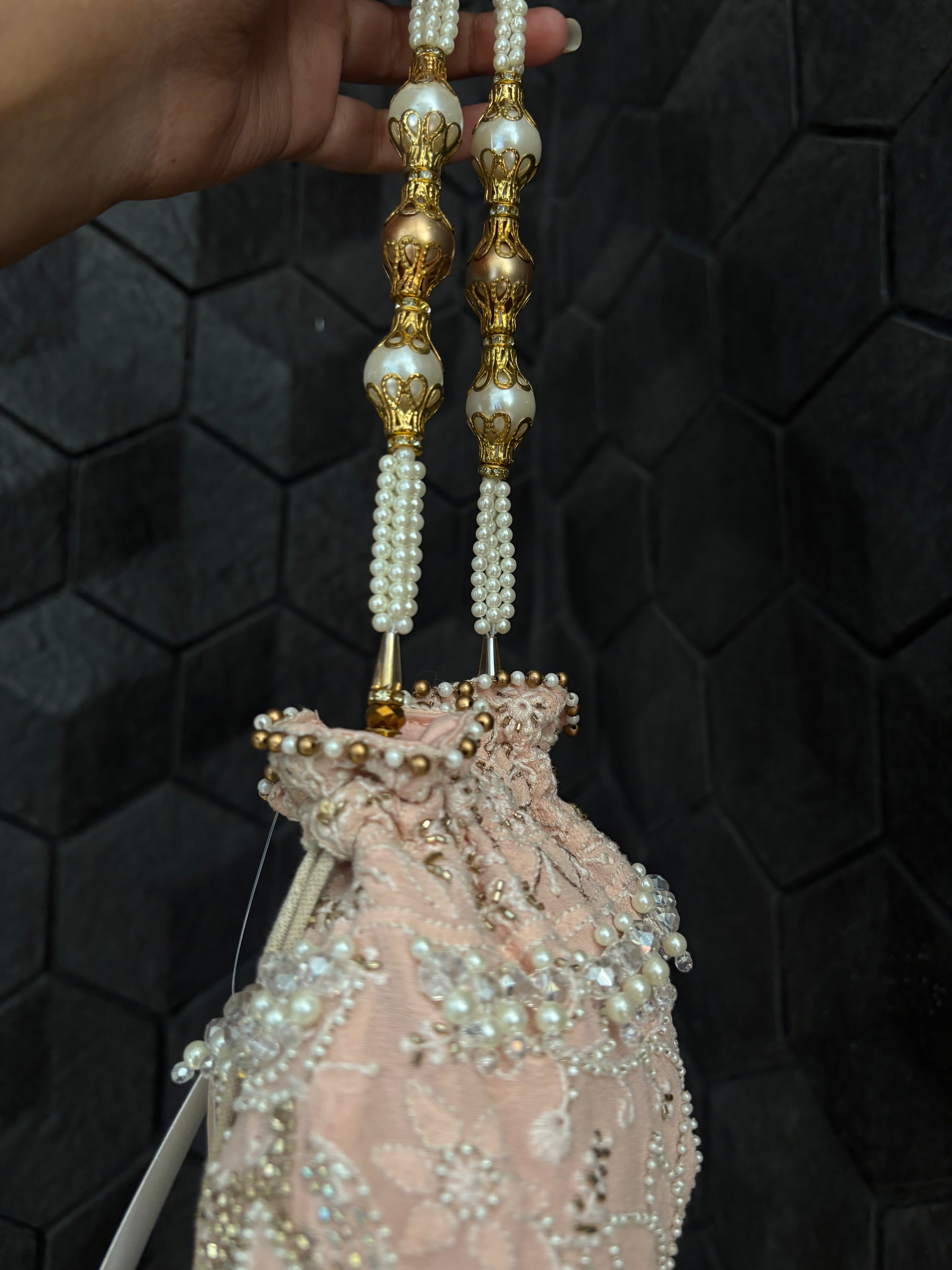 Pink Chikankari Potli