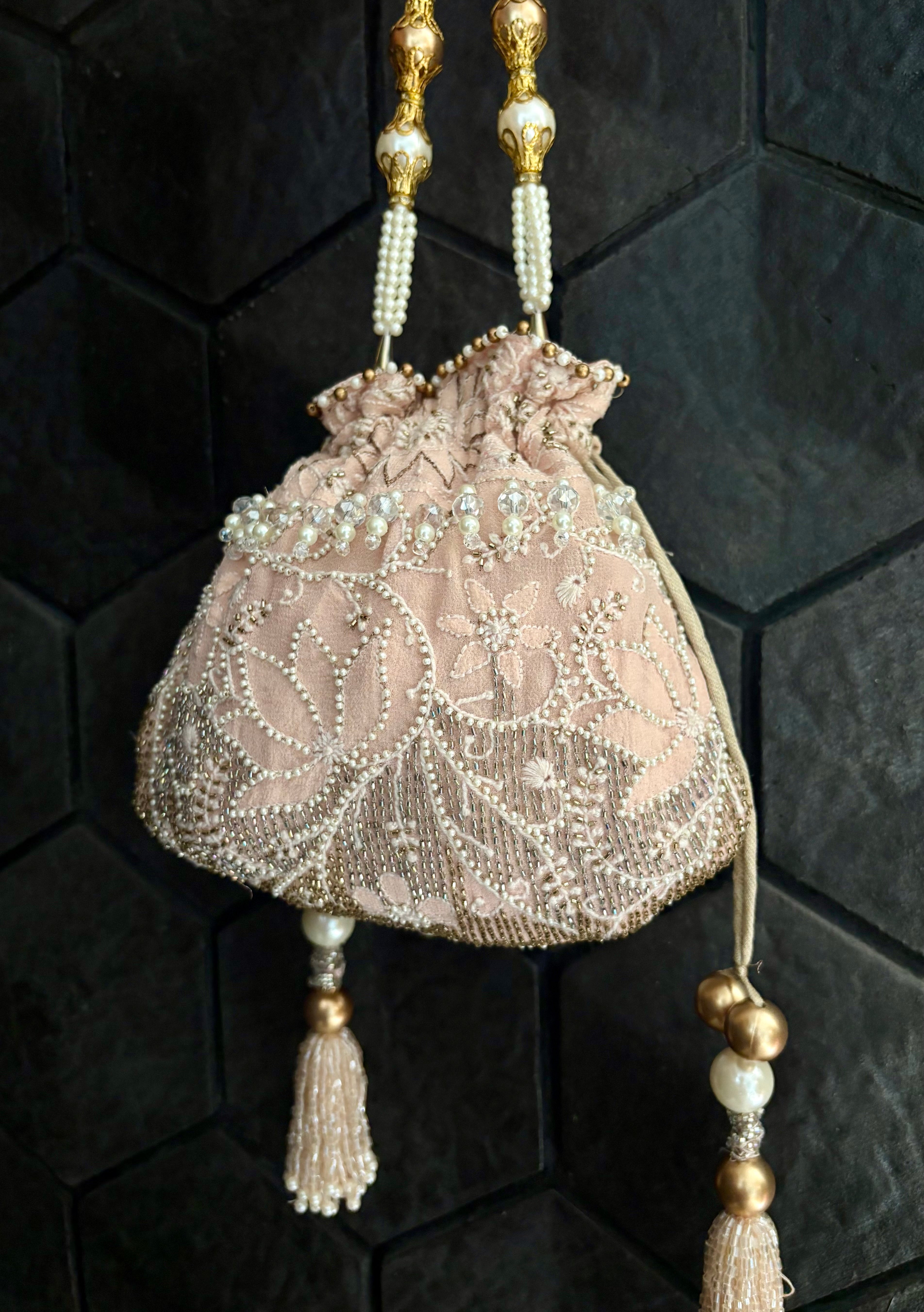 Pink Chikankari Potli
