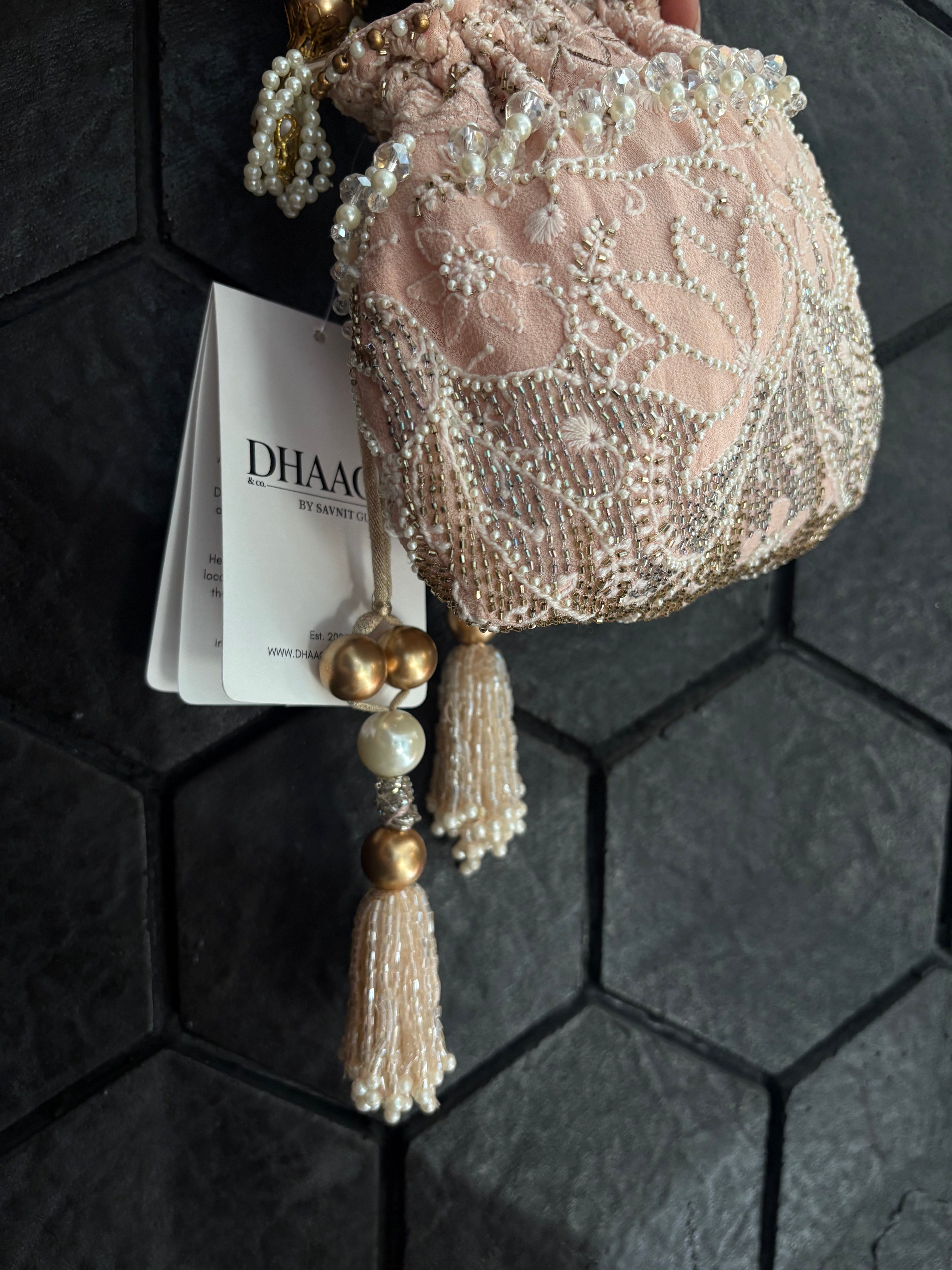 Pink Chikankari Potli