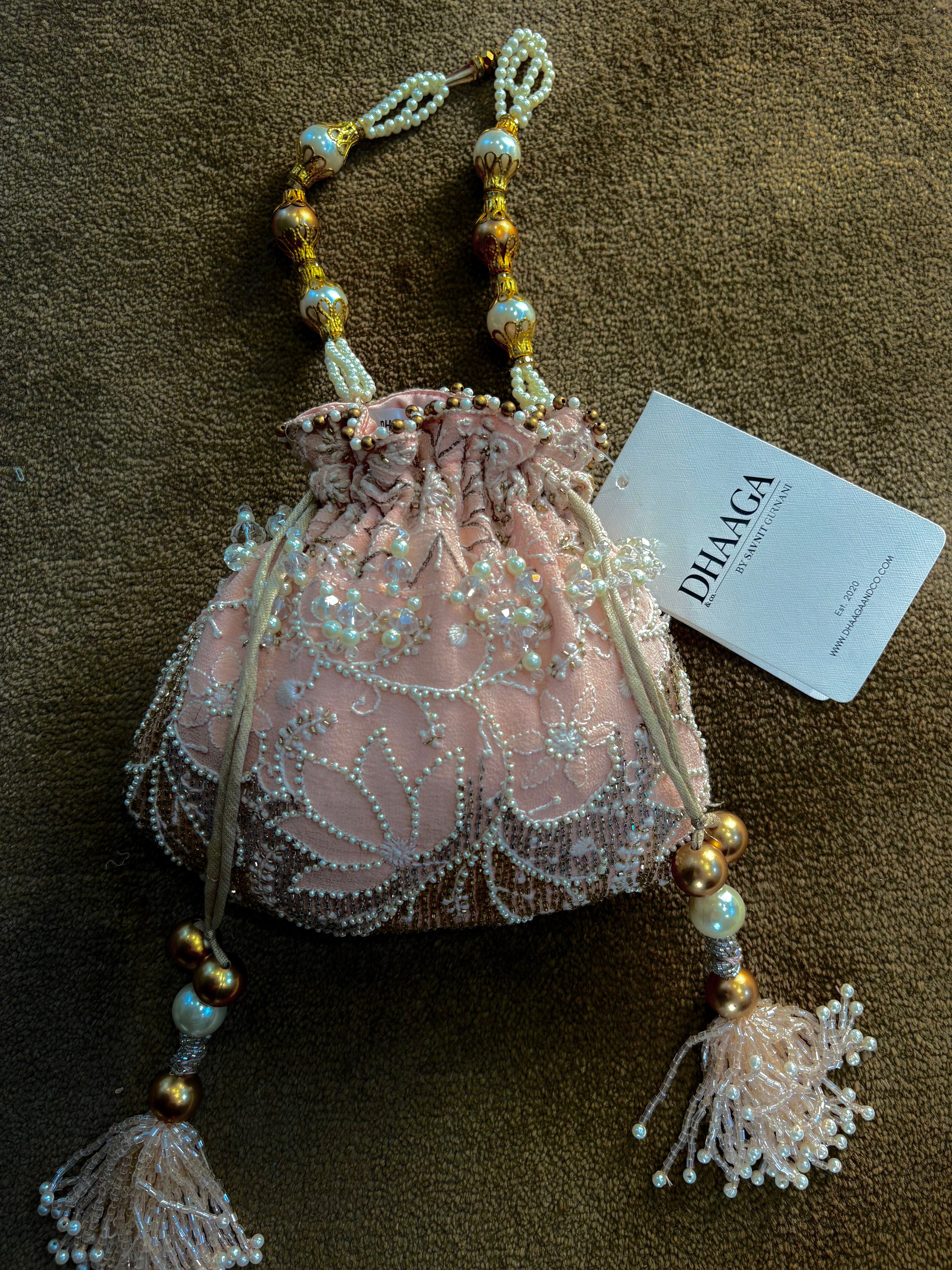 Pink Chikankari Potli