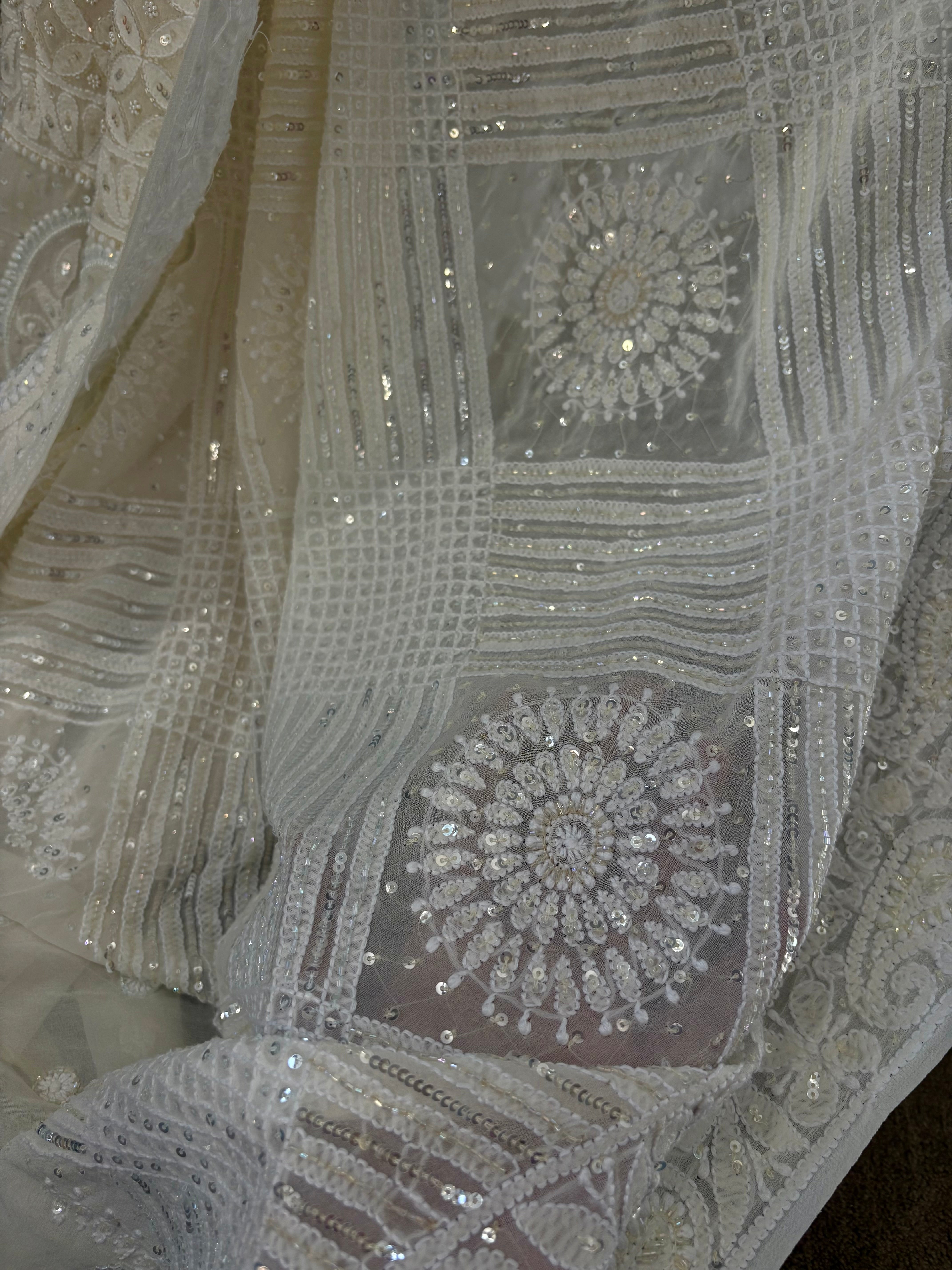 White Georgette Chikankari Saree