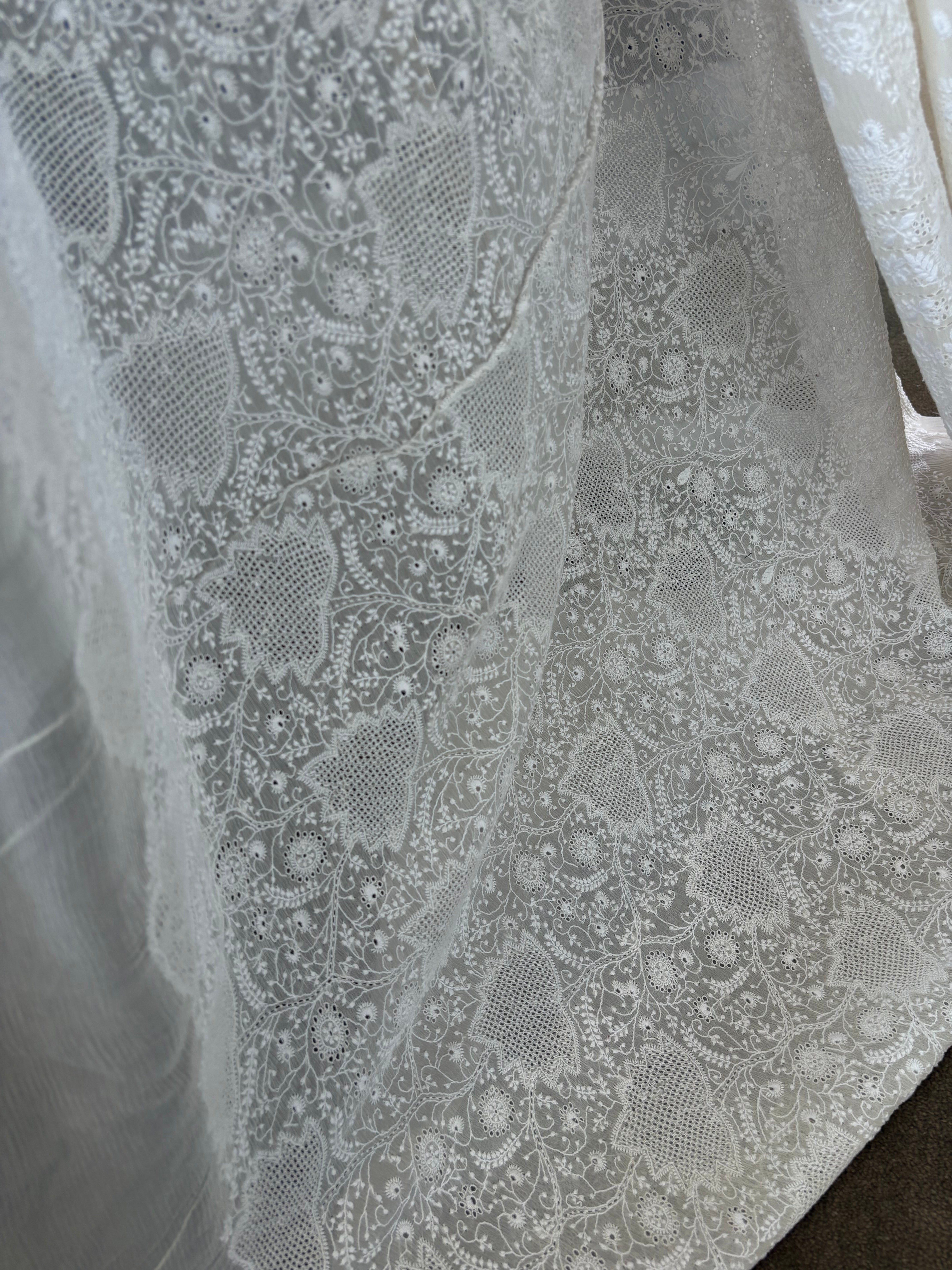 Handcrafted 1-Taar Chikankari Saree on Chiffon