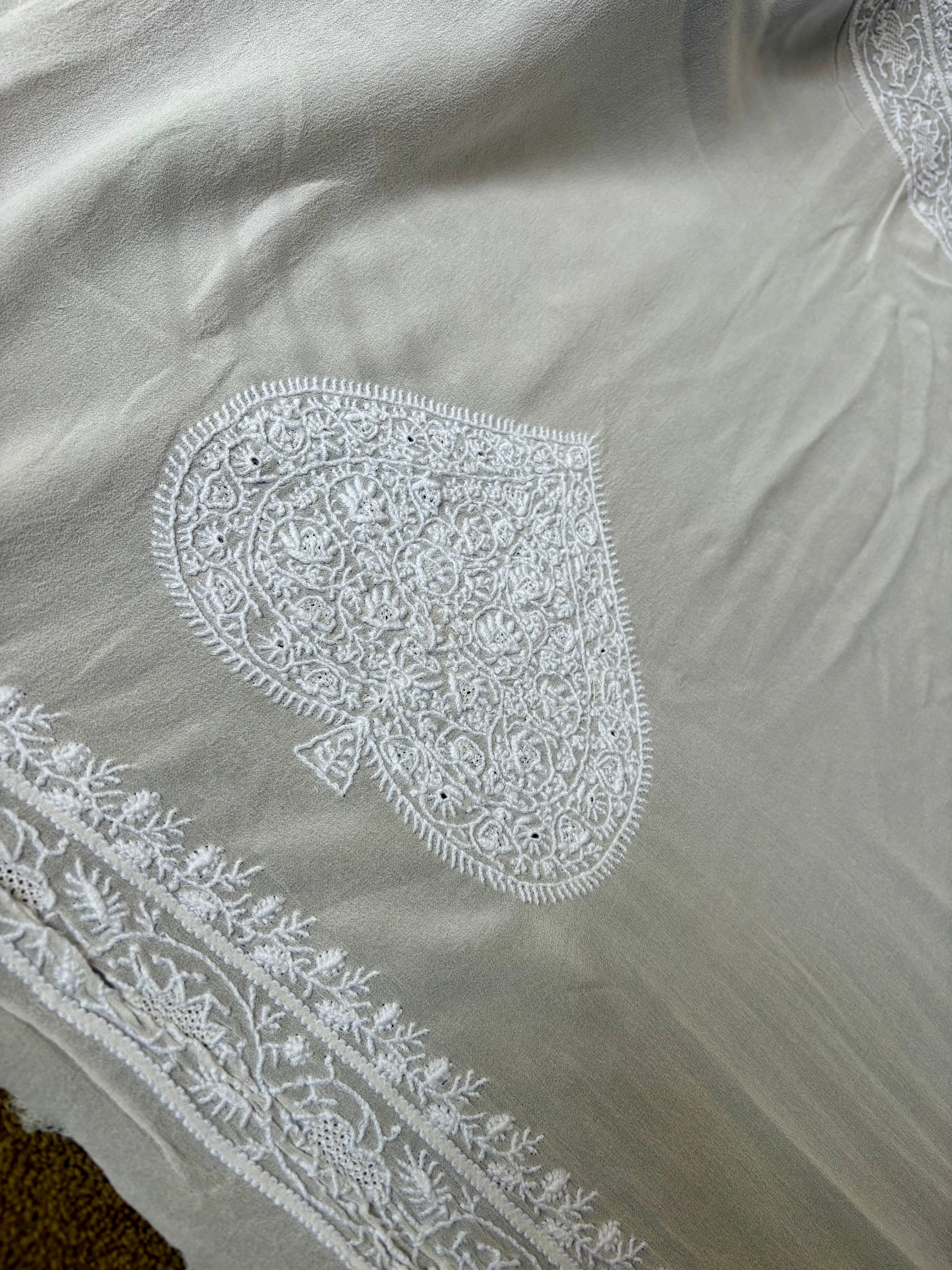White Chikankari Saree