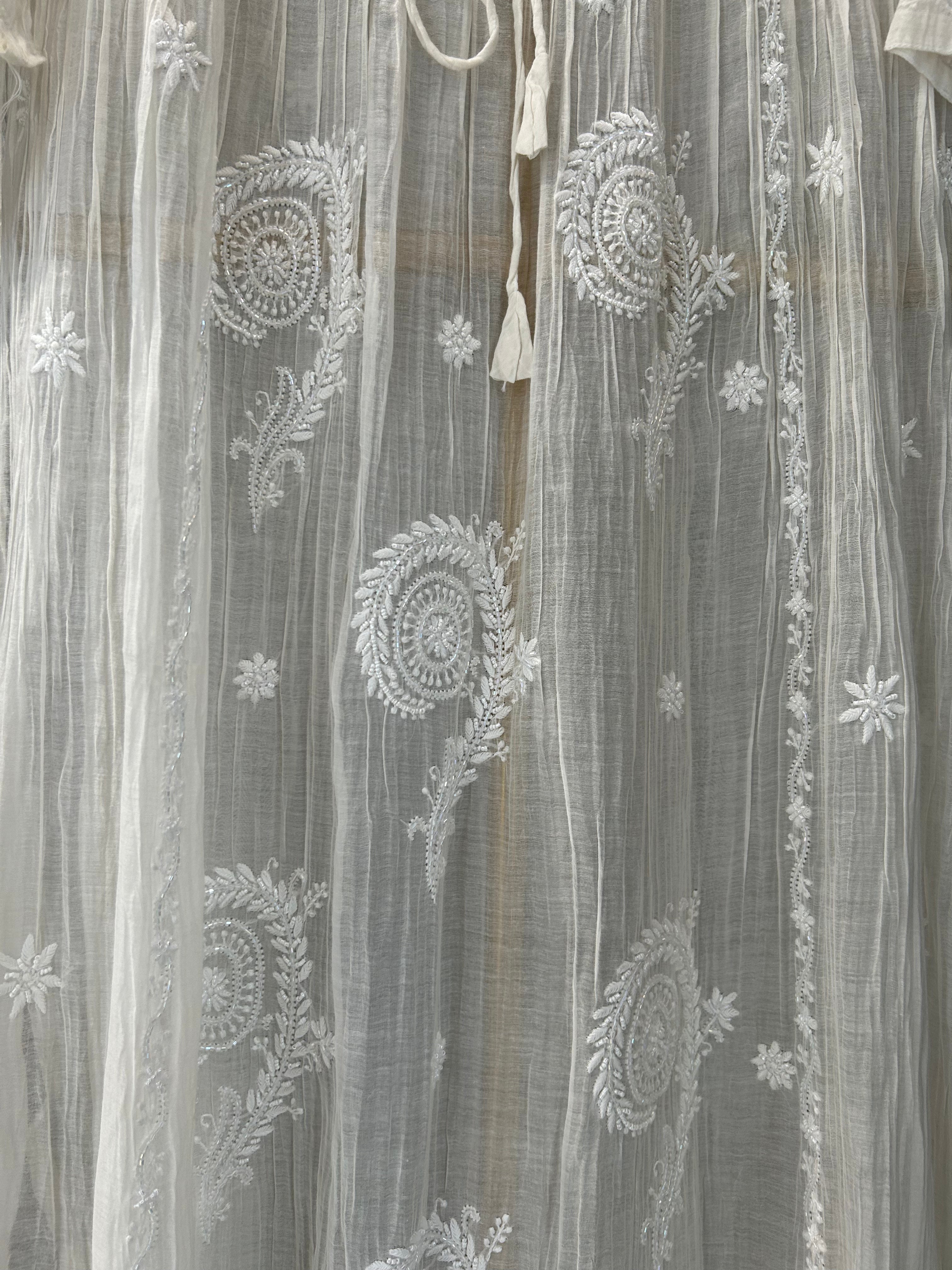White pure chanderi chikankari kurti