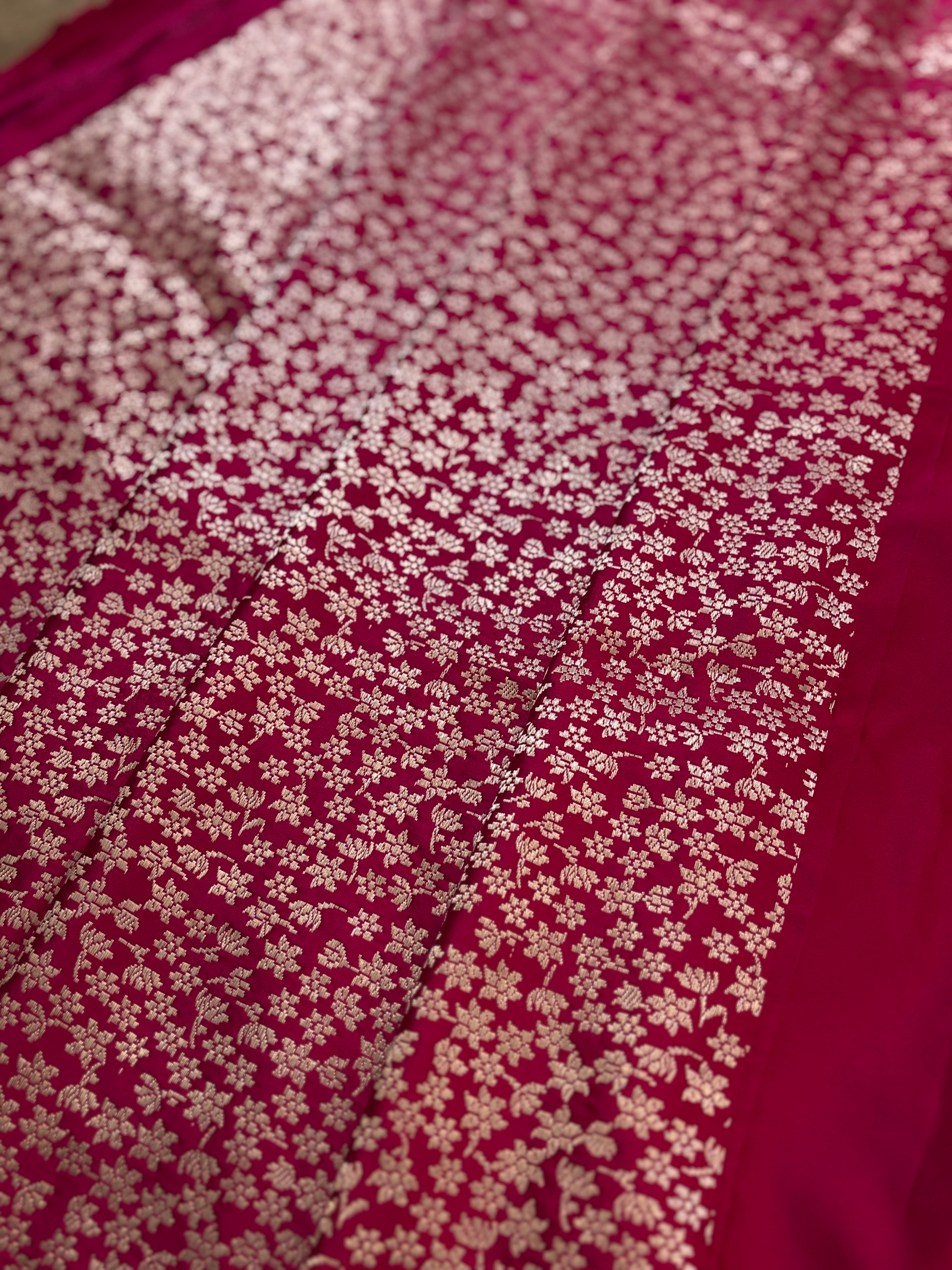Pink Satin Saree with Silver Zari Pallu