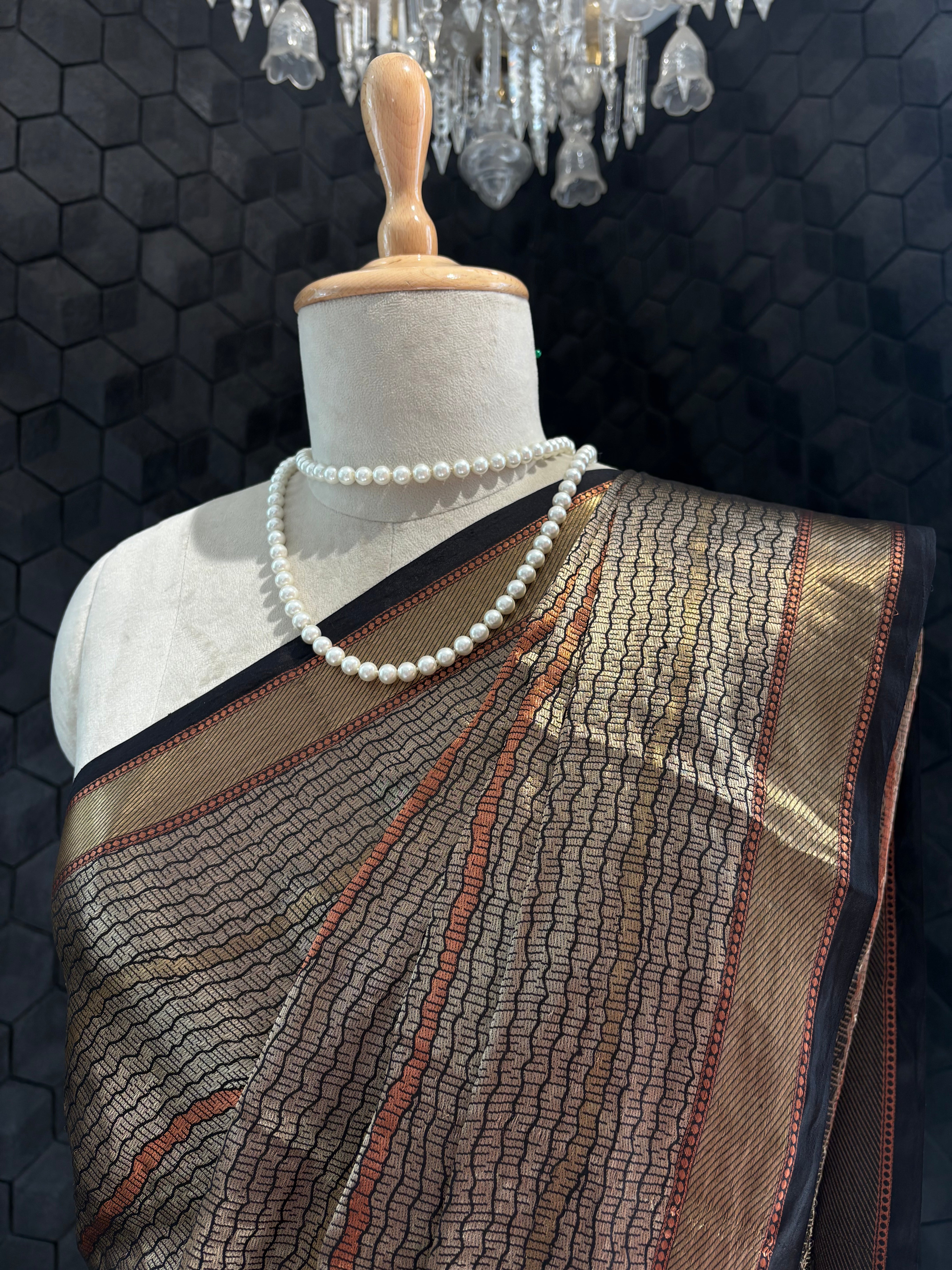 Black Gold Tissue Saree