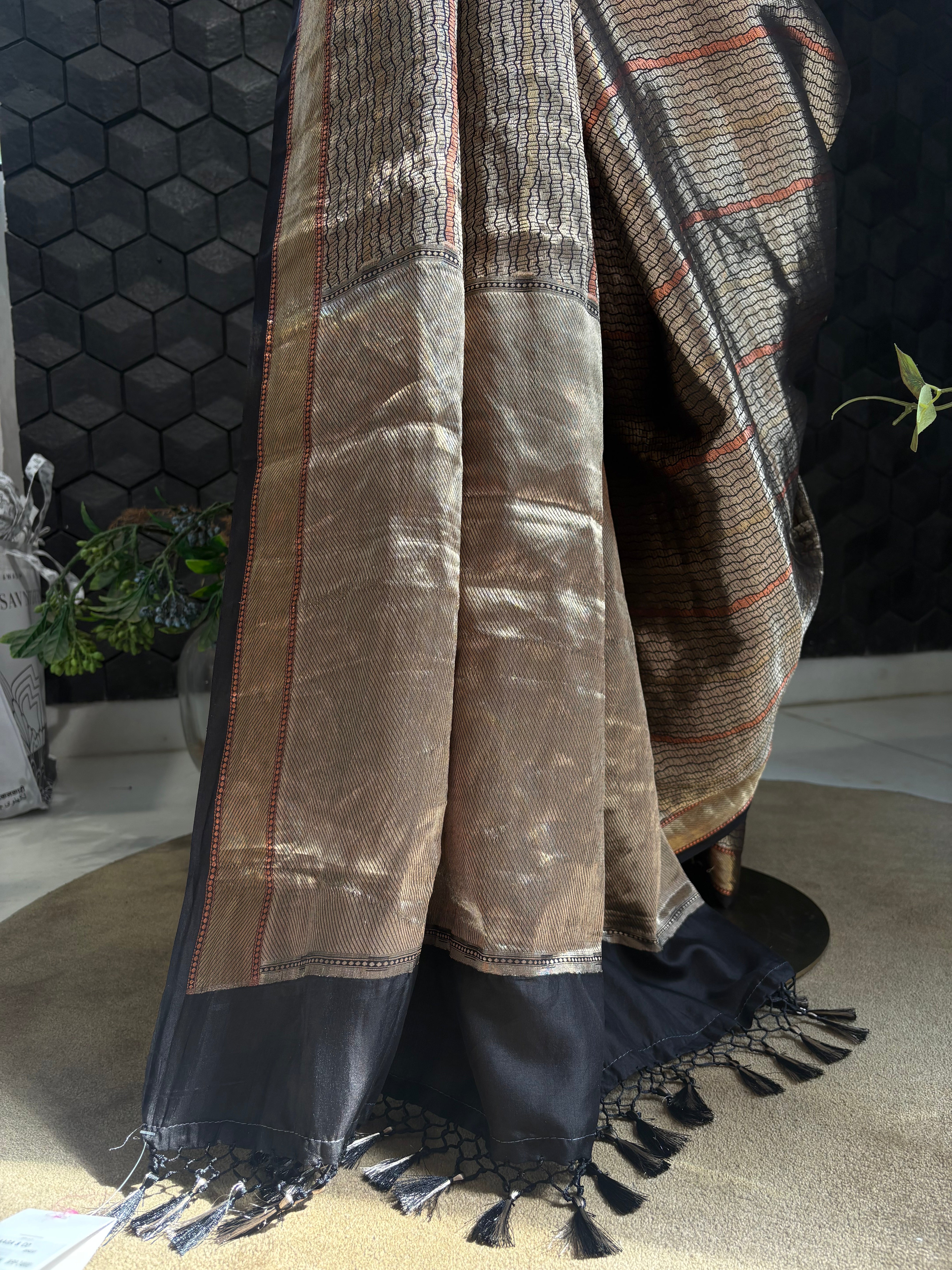 Black Gold Tissue Saree