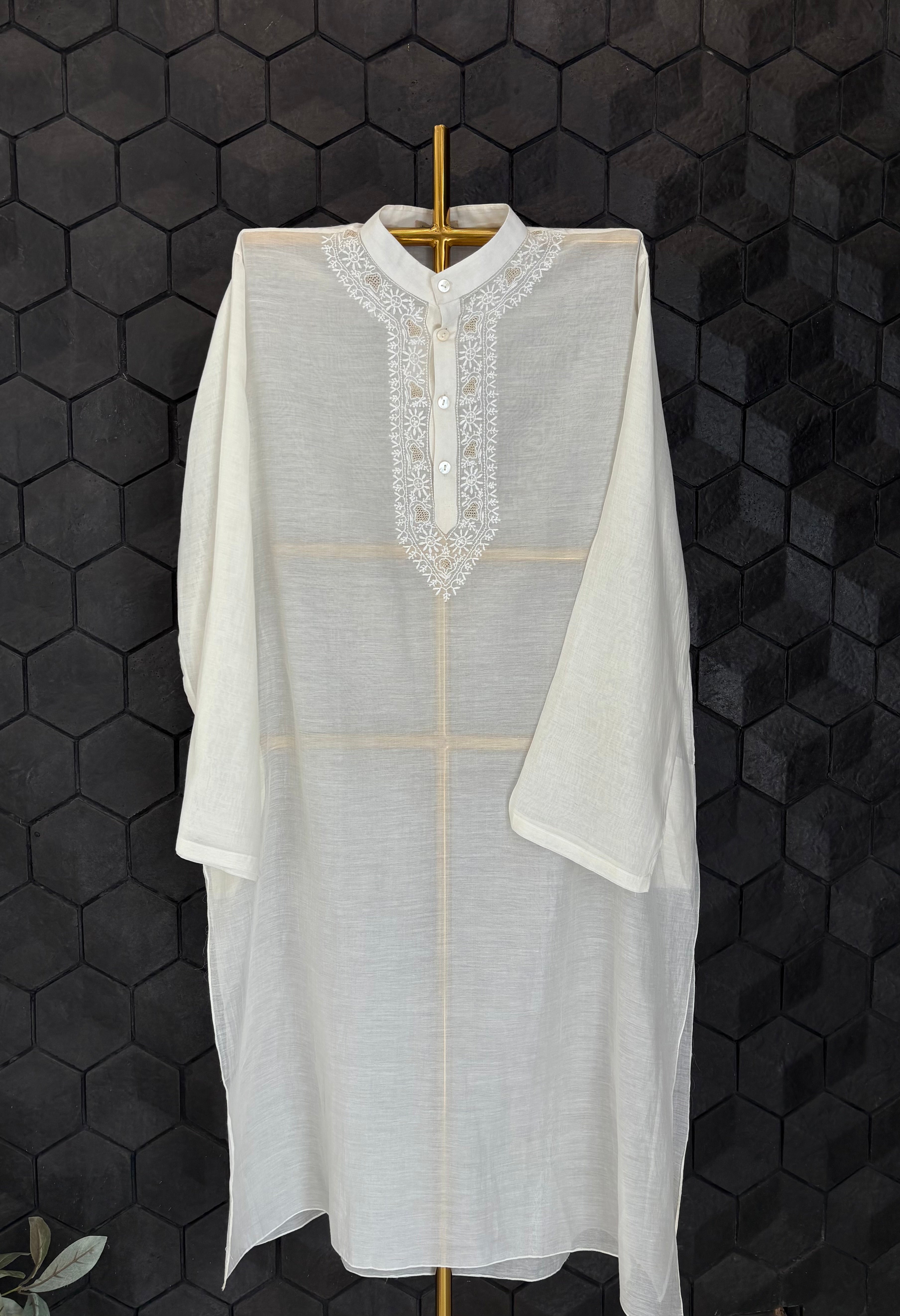 White Collar Chikankari Shirt