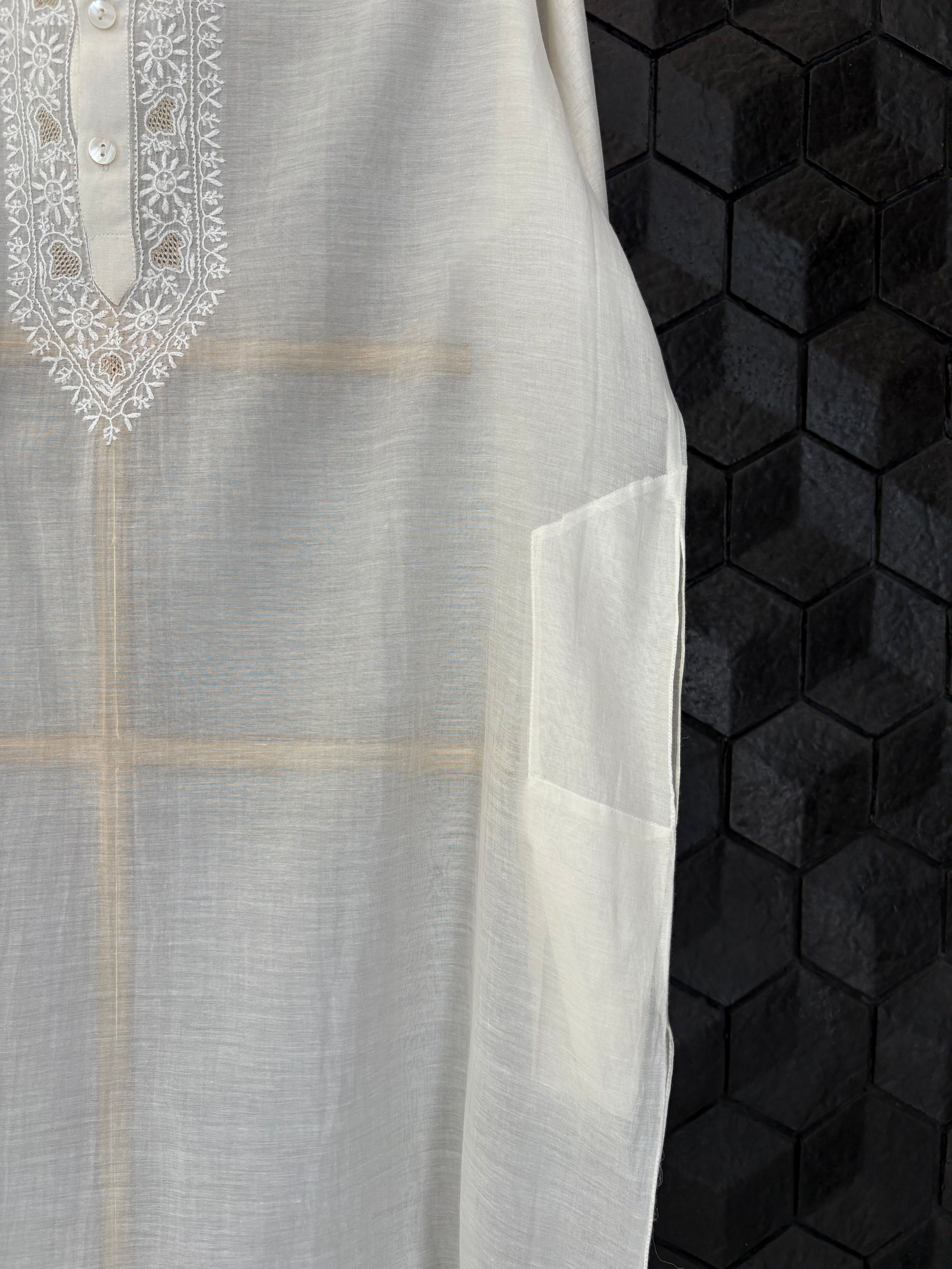 White Collar Chikankari Shirt