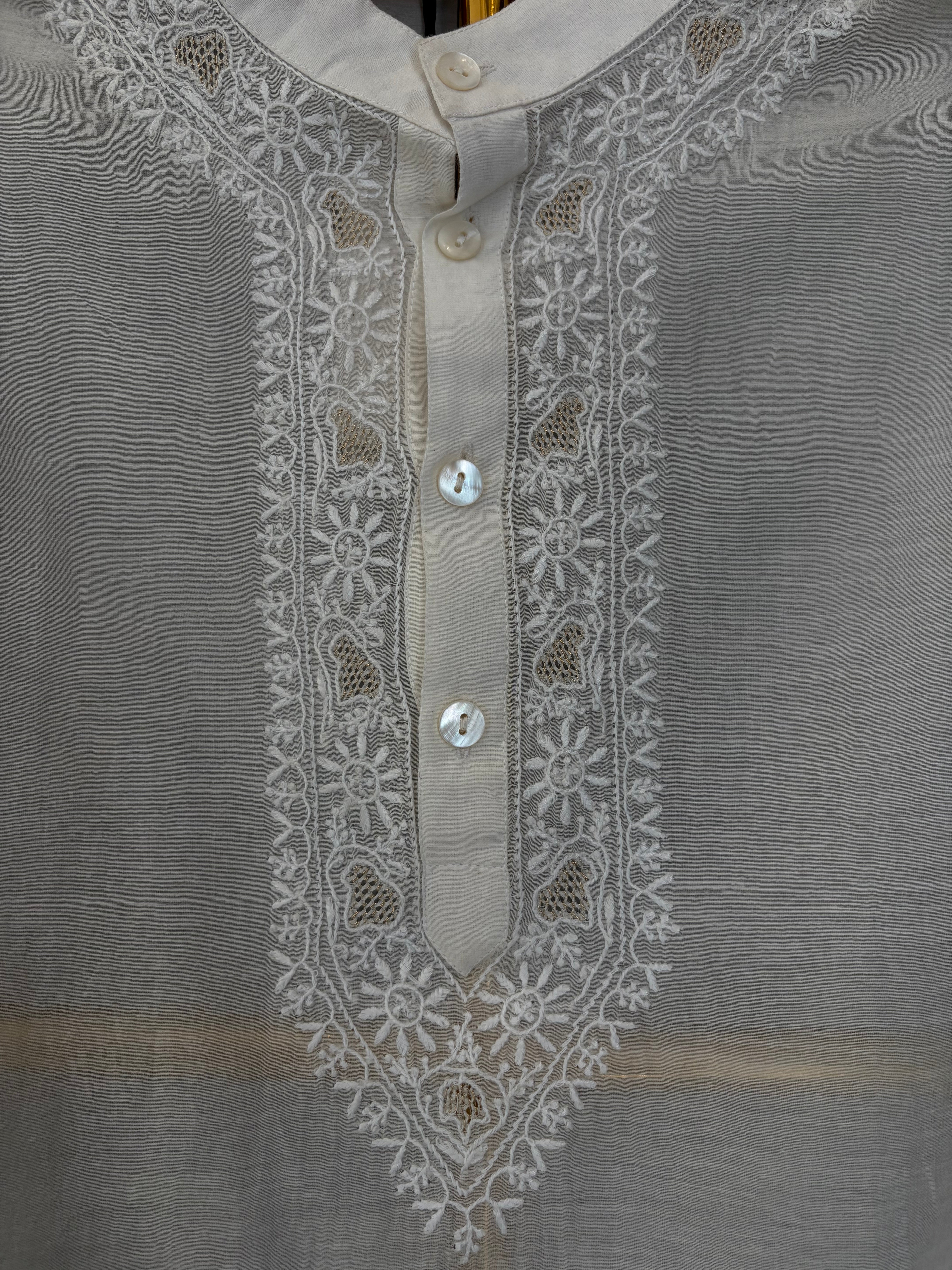 White Collar Chikankari Shirt