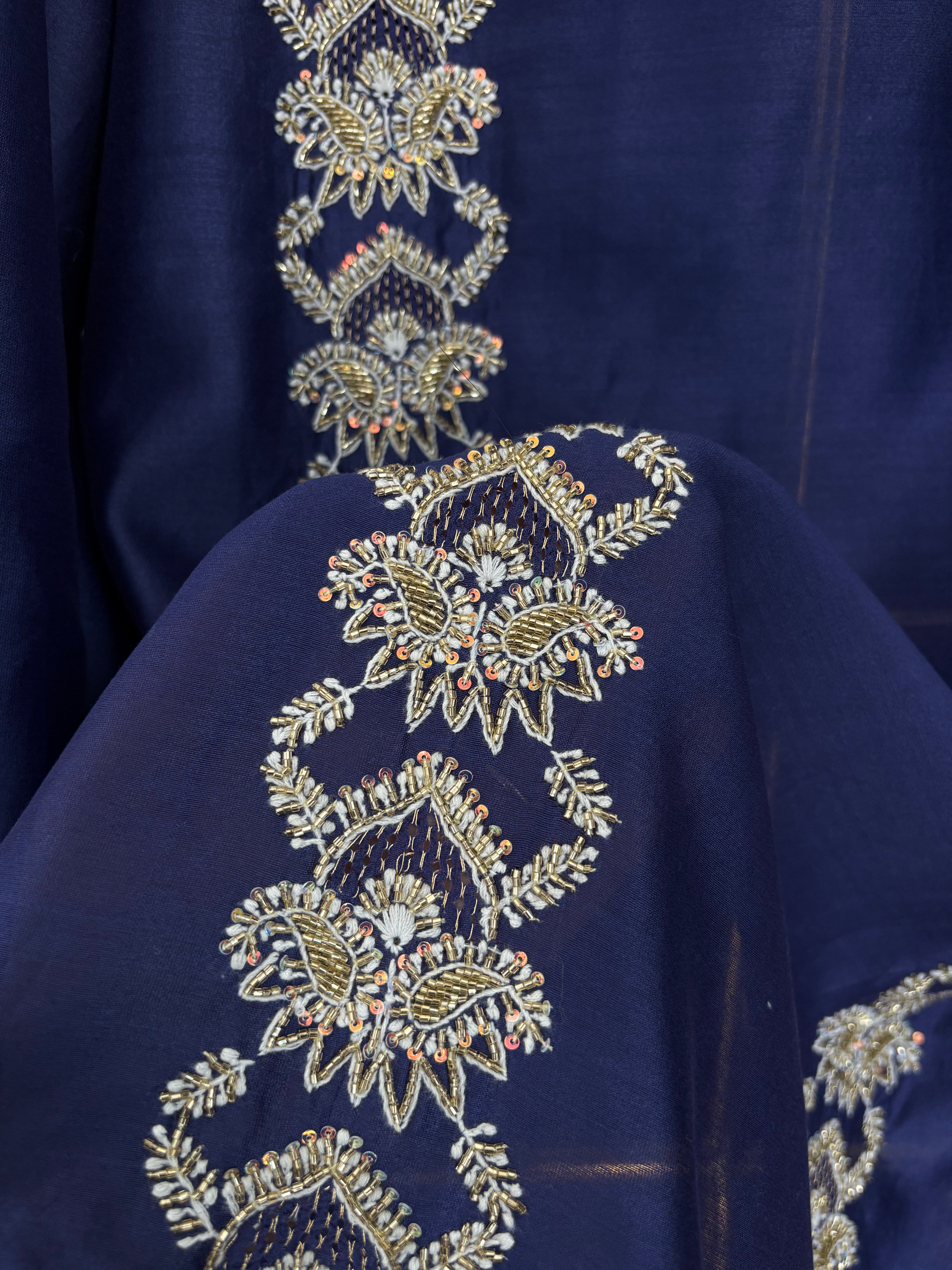 Blue Chanderi Chikankari Shirt