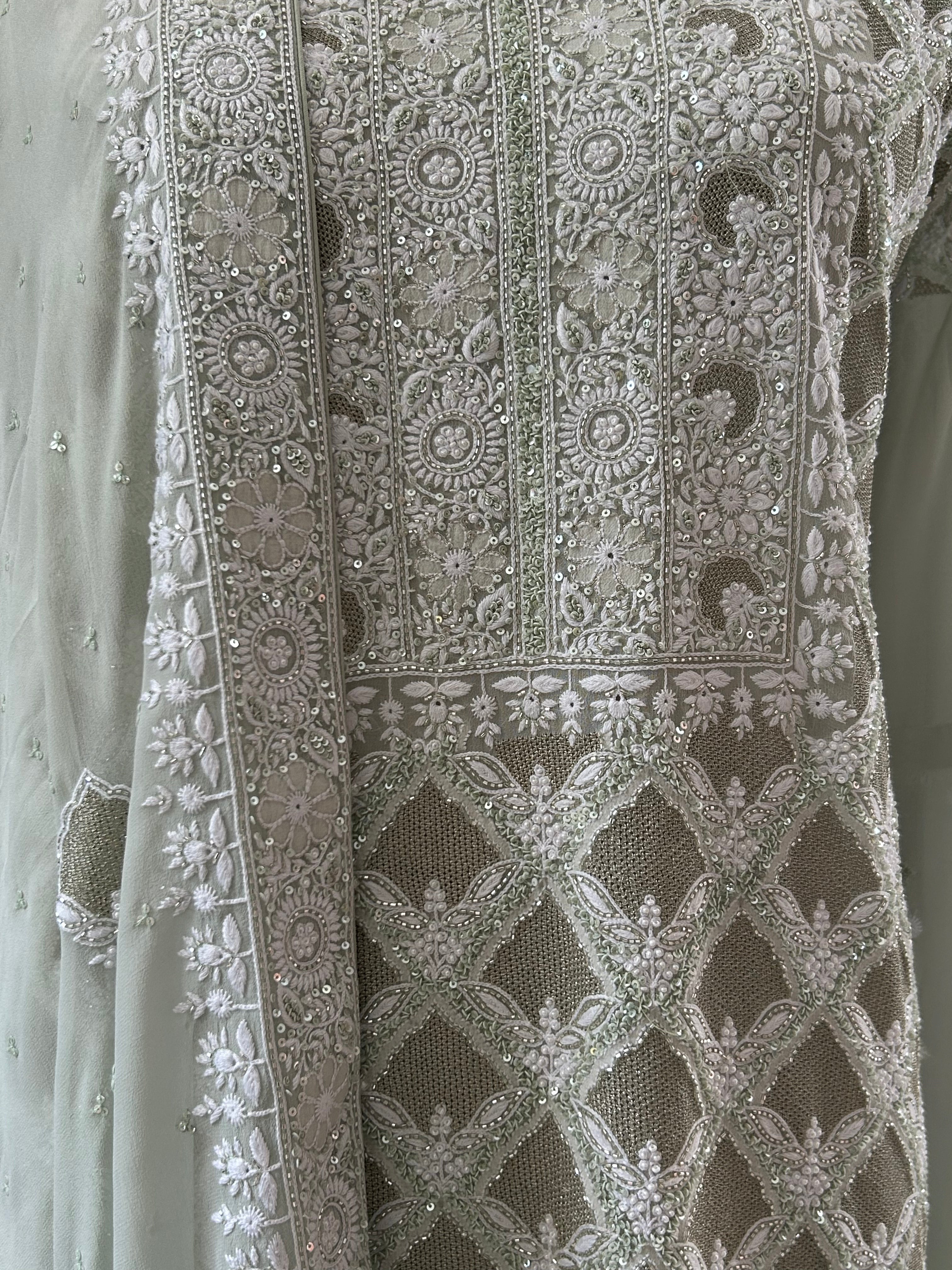 Green Ek Taar Georgette Chikankari Kurta Set