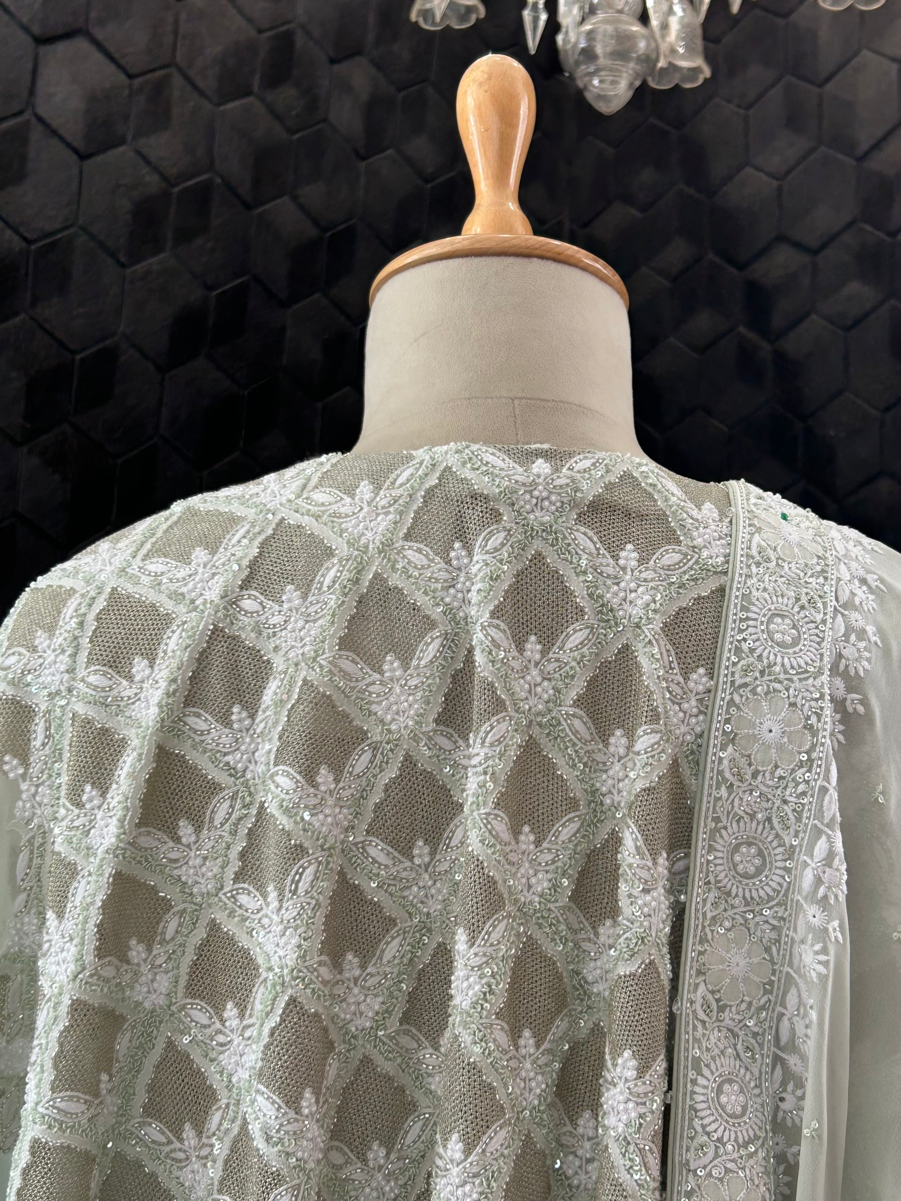 Green Ek Taar Georgette Chikankari Kurta Set