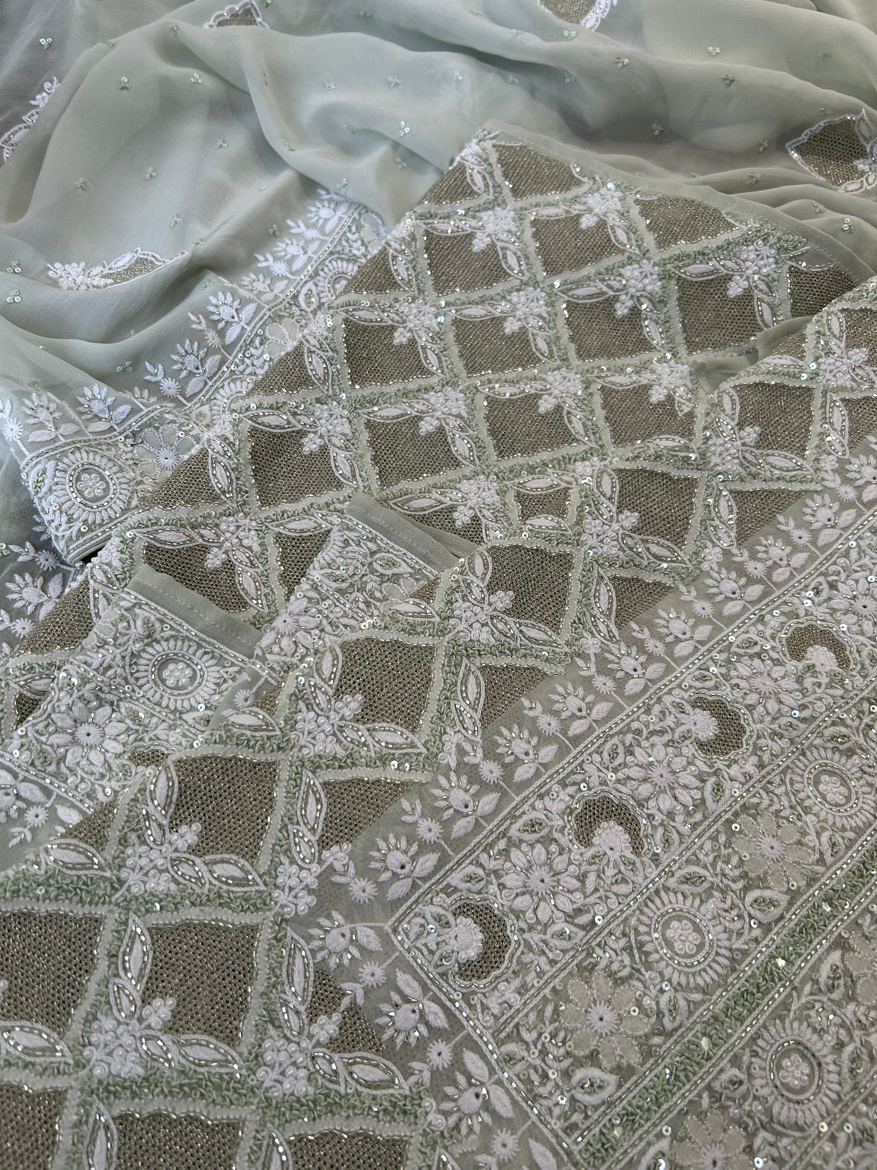 Green Ek Taar Georgette Chikankari Kurta Set