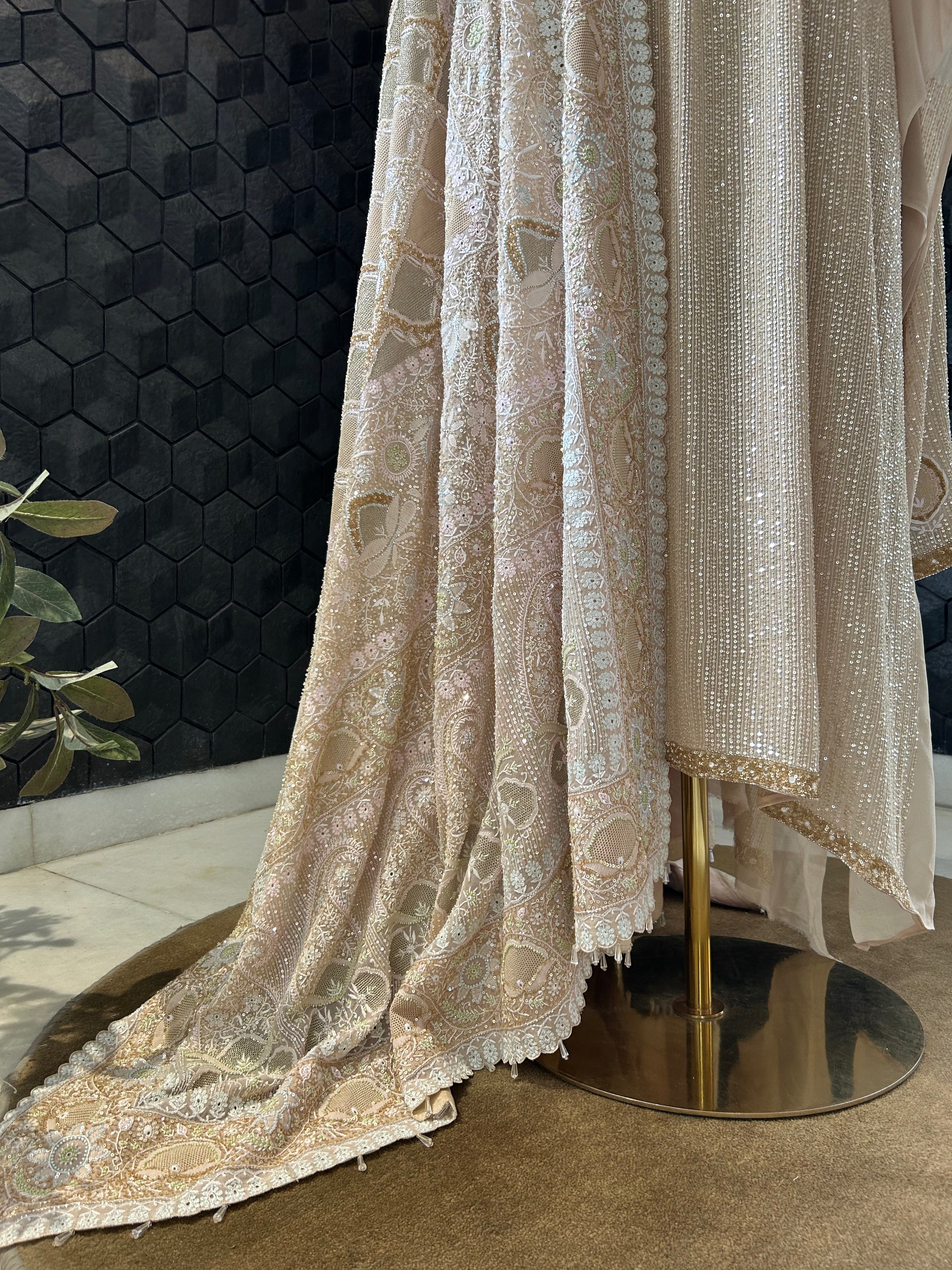 Brown Ek-Taar Georgette Chikankari Kurta Set