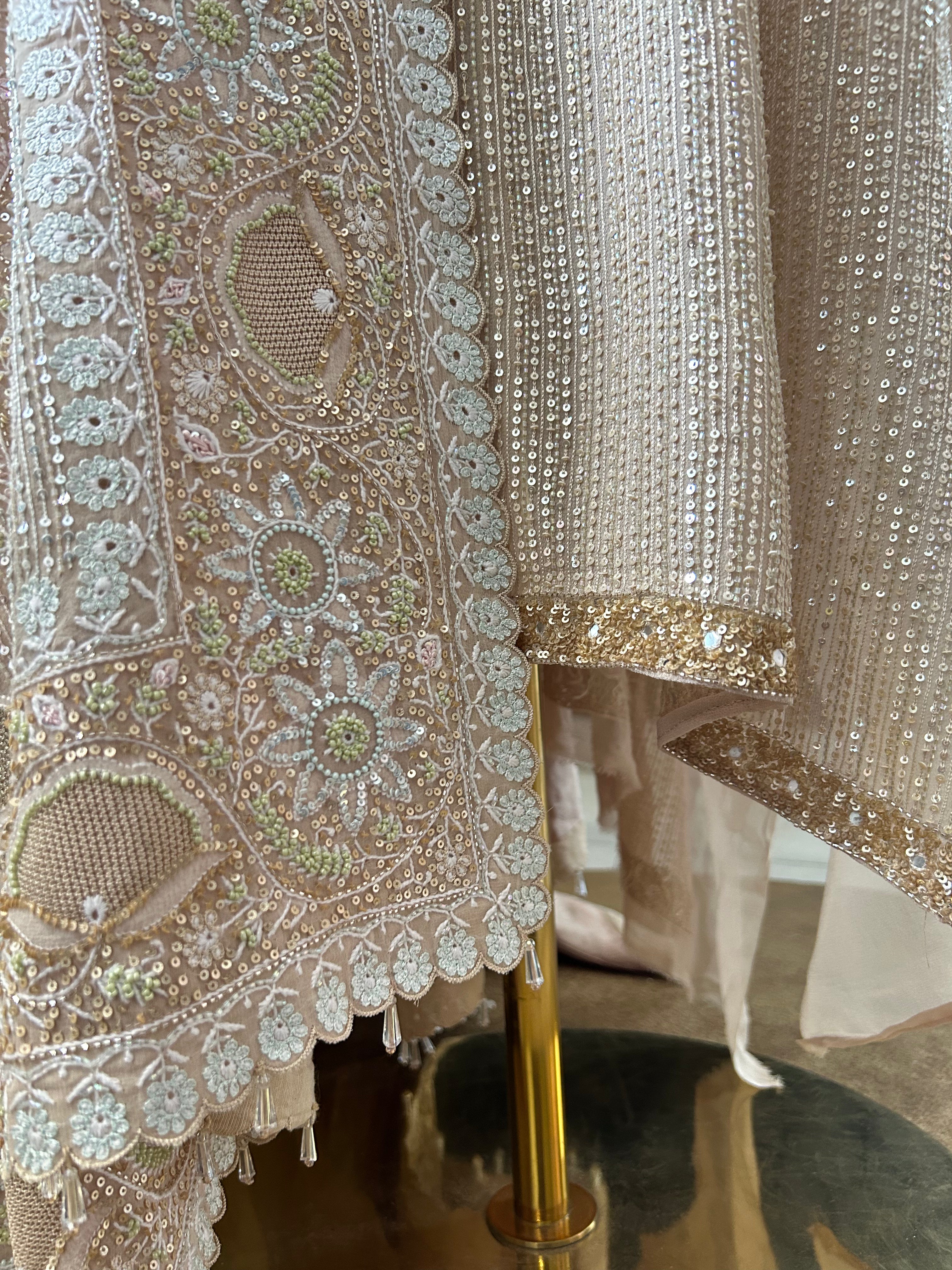 Brown Ek-Taar Georgette Chikankari Kurta Set