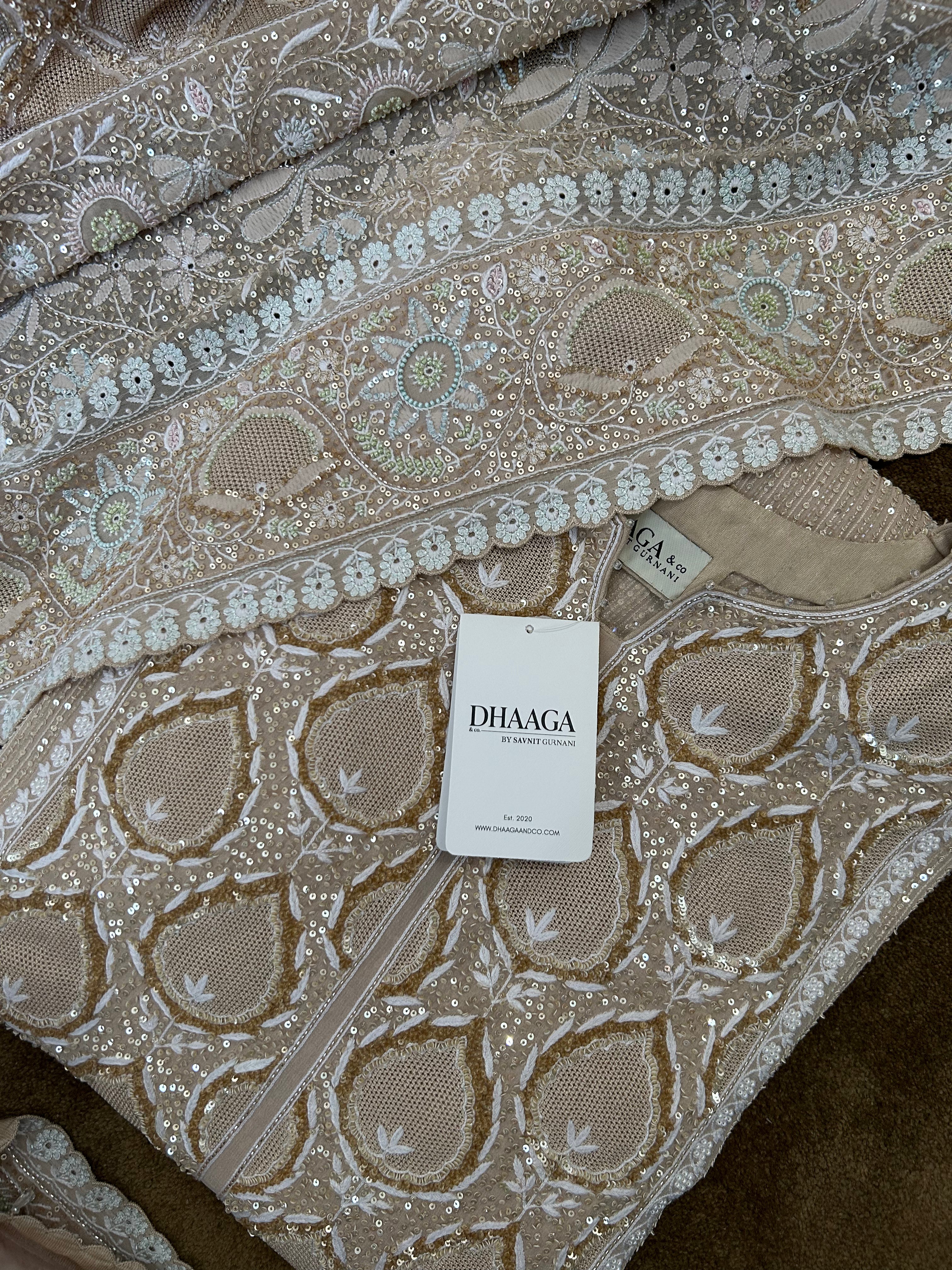 Brown Ek-Taar Georgette Chikankari Kurta Set