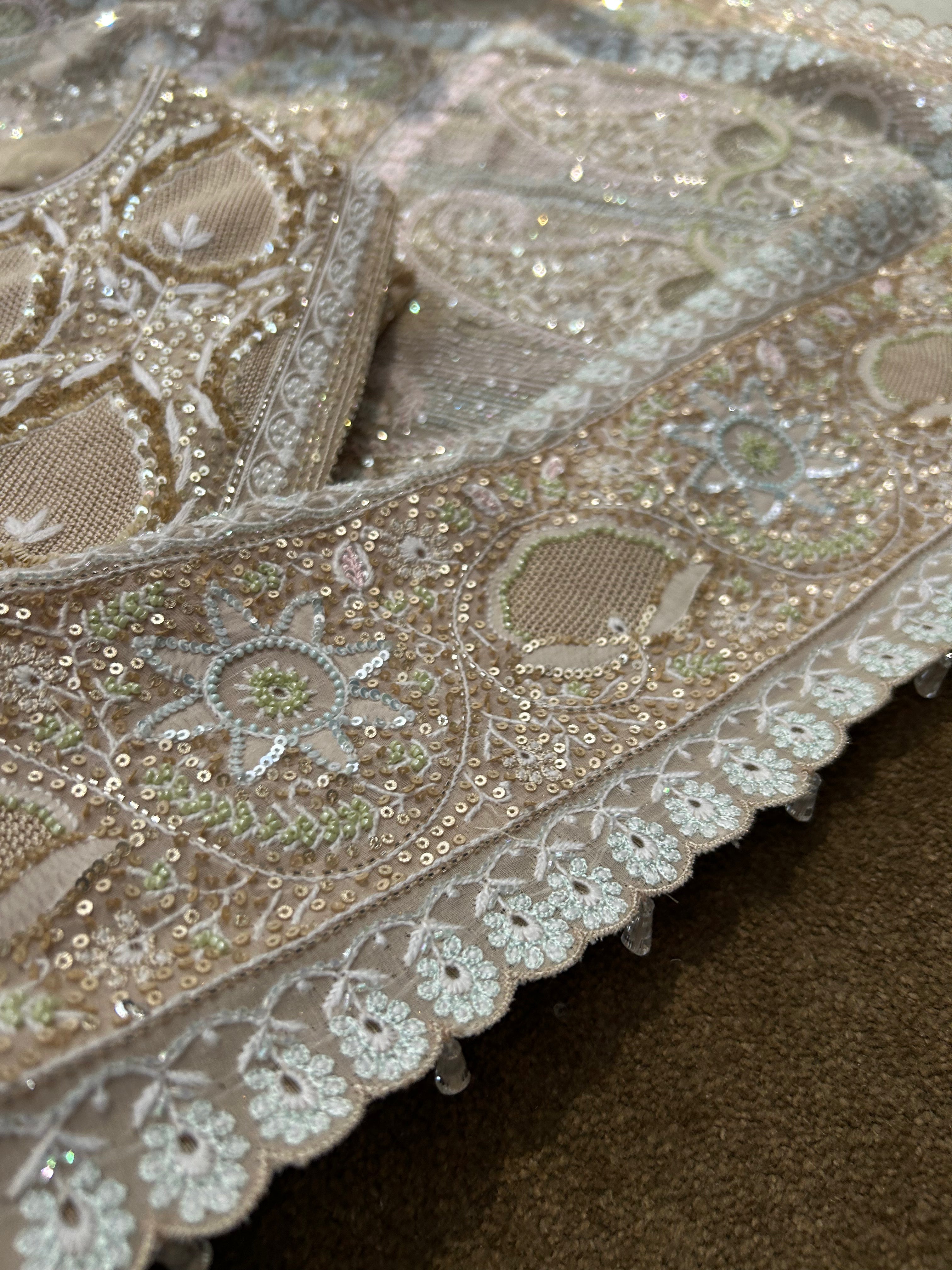 Brown Ek-Taar Georgette Chikankari Kurta Set