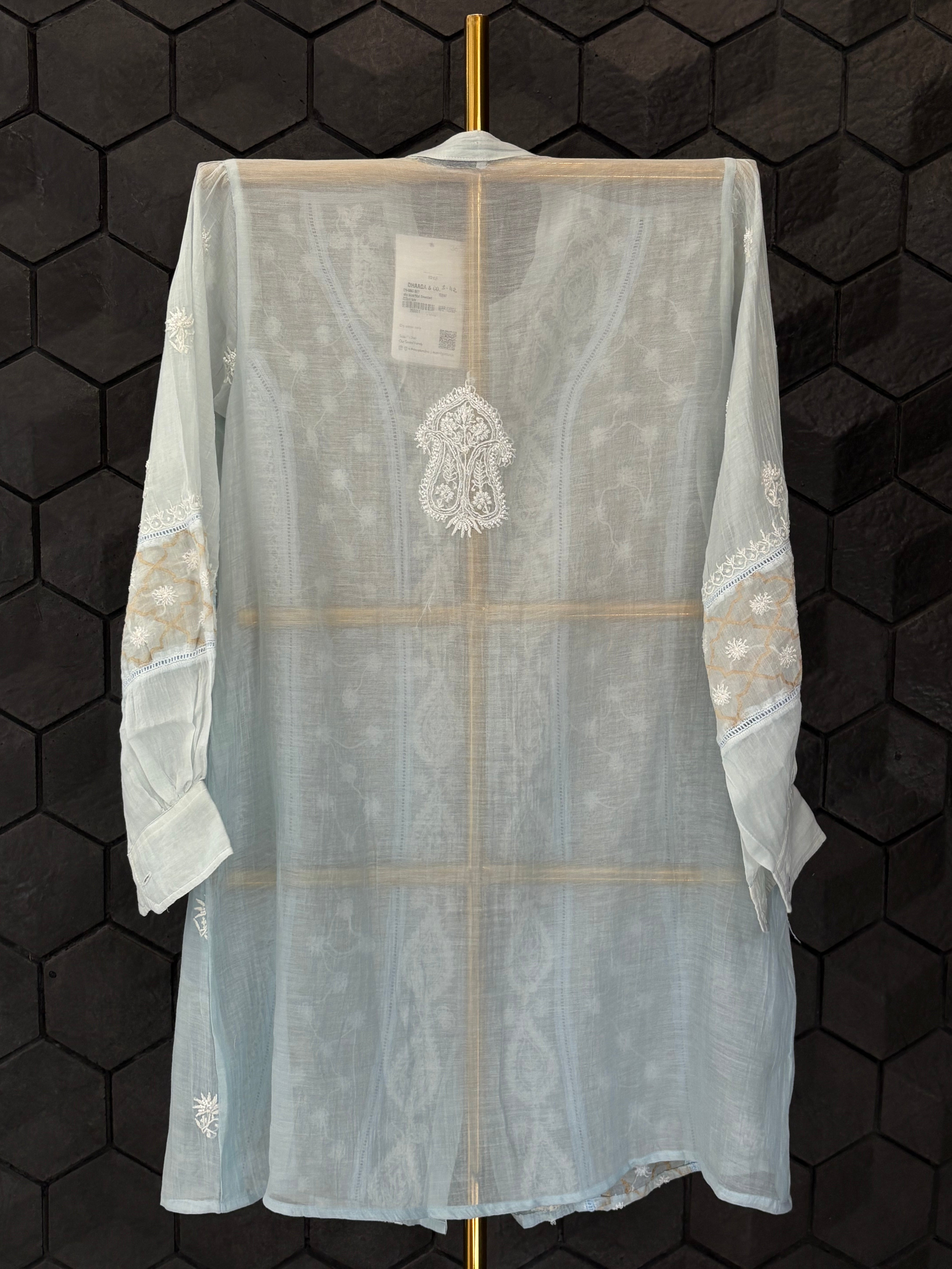 Sky Blue Chanderi Chikankari Co-ord sets