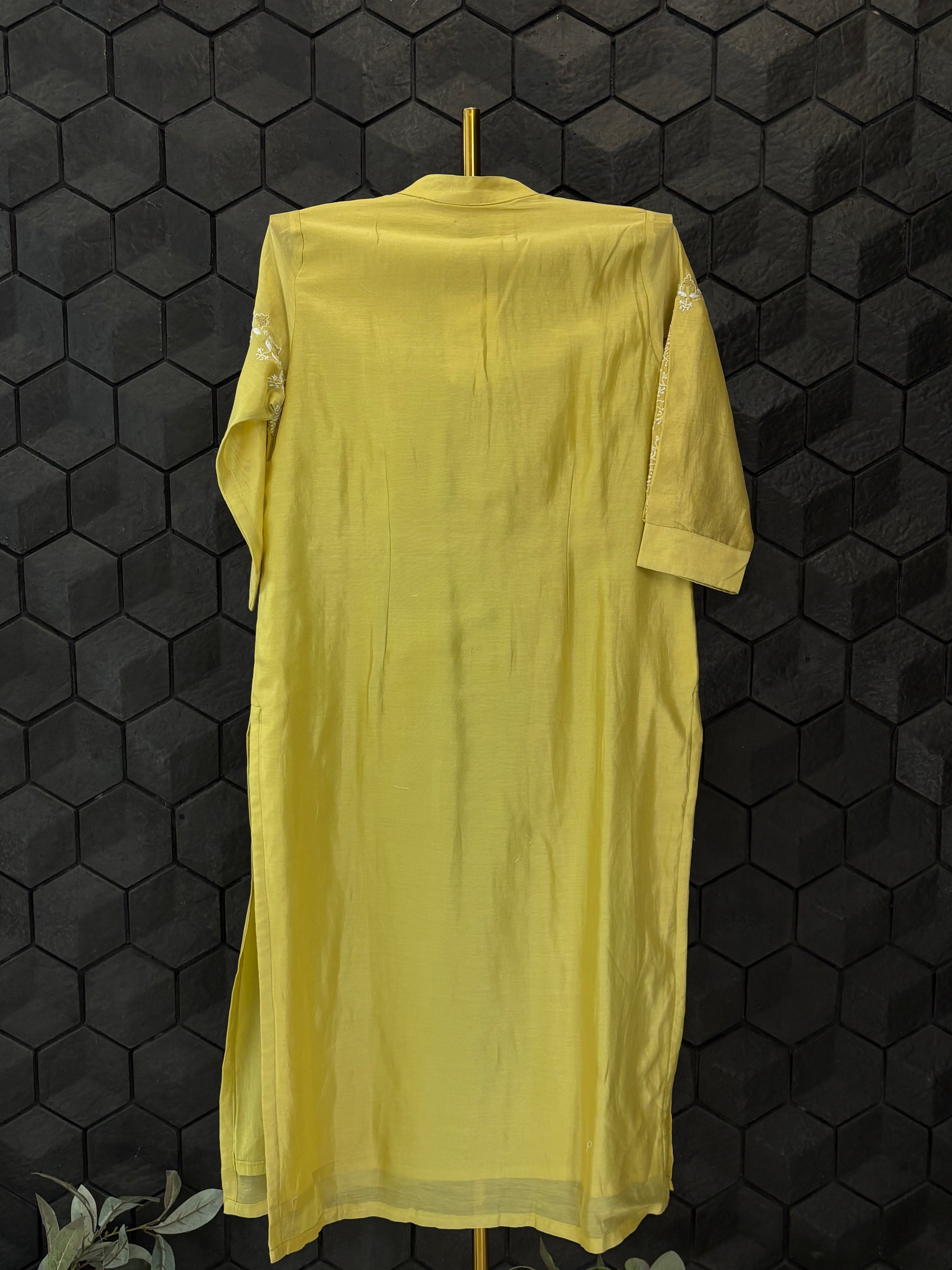 Lime Green Chanderi Chikankari Co-ord Set