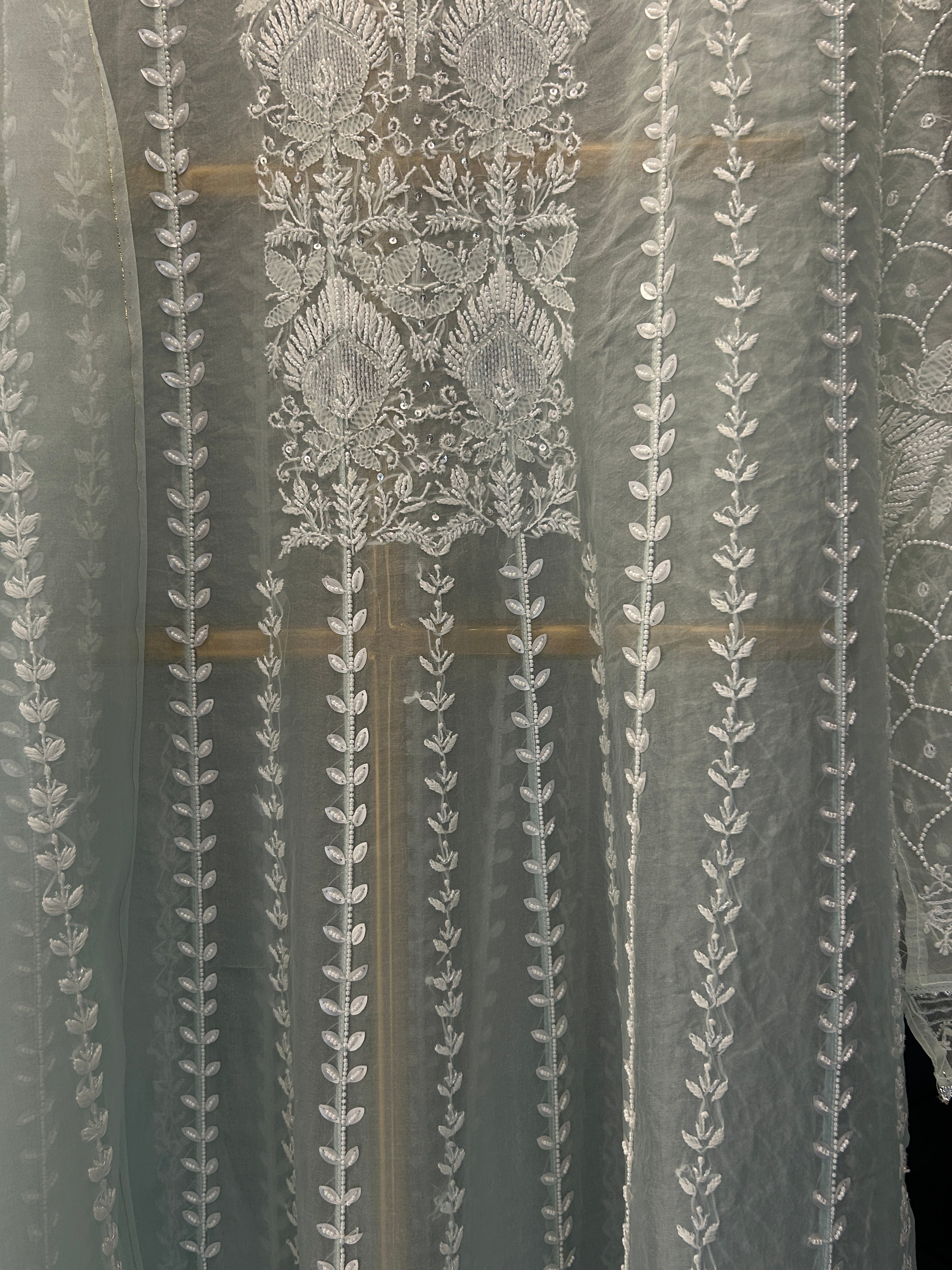 Blue Organza Chikankari Anarkali Set