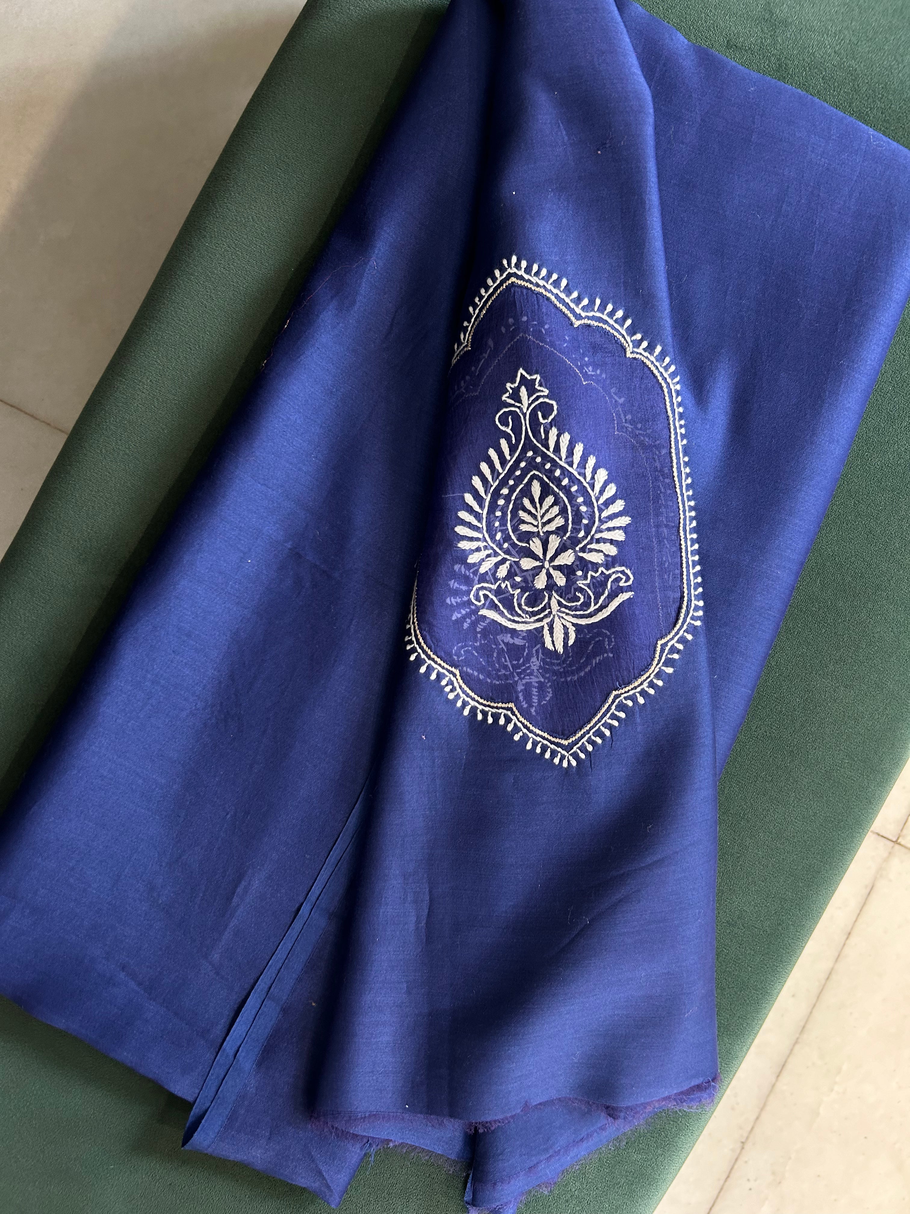 Cobalt Blue Chanderi Silk Chikankari Kurta Set